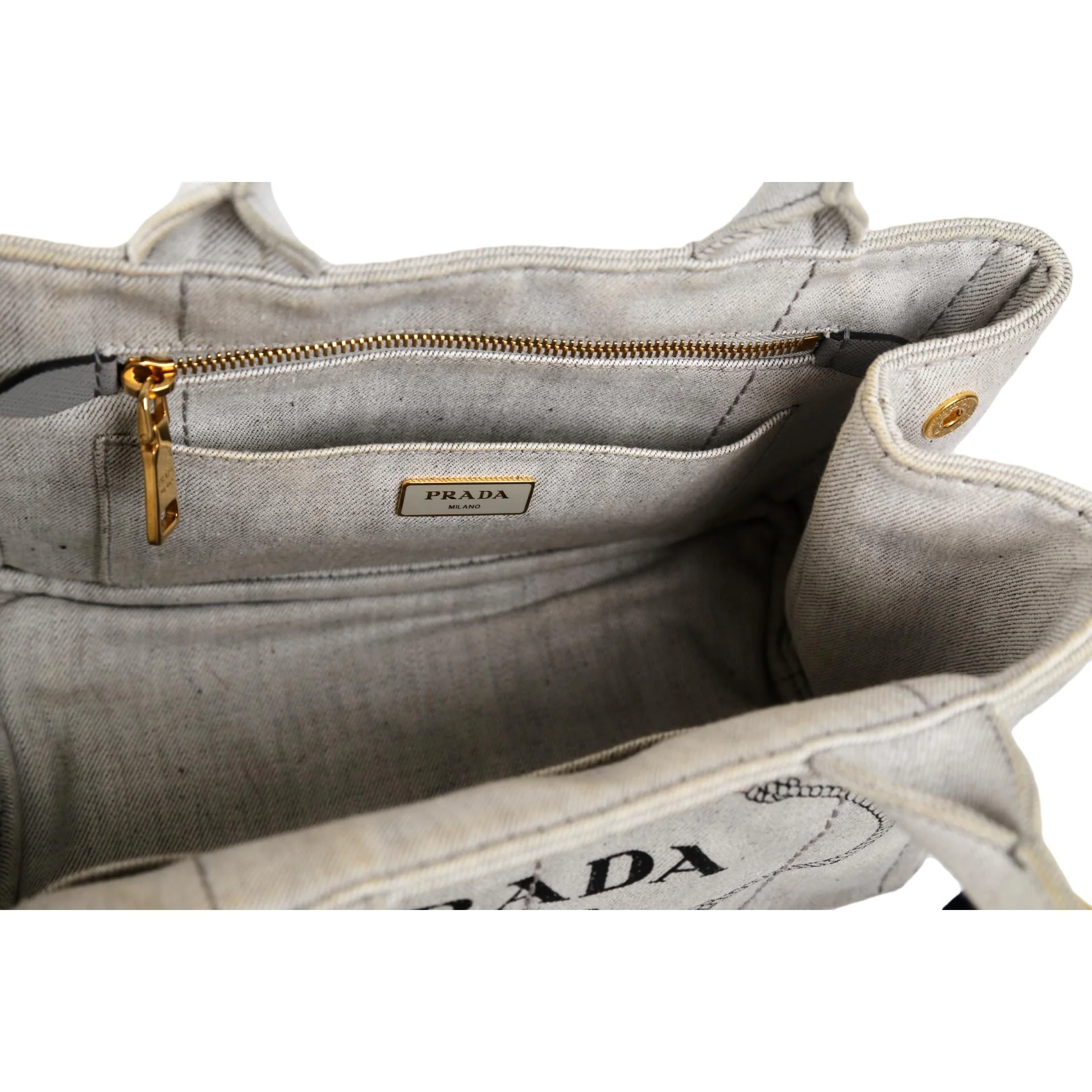 Prada Grey Small Canapa Tote - Image 5