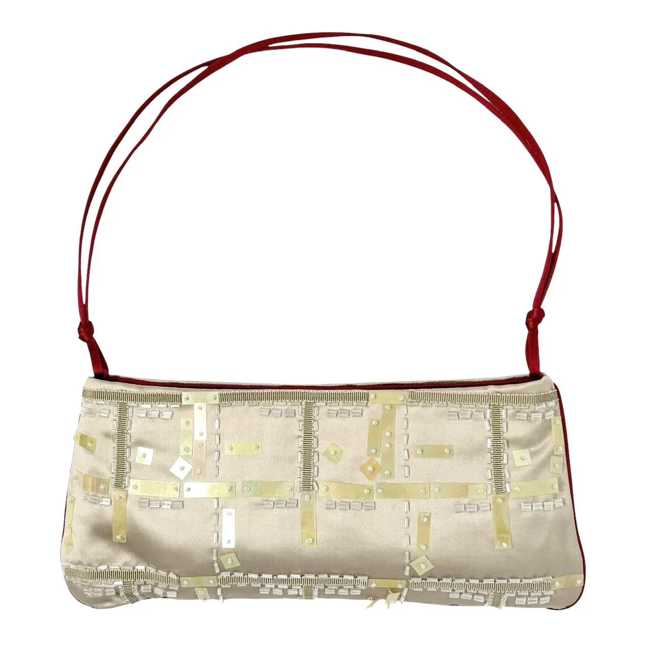 Prada Ivory Satin Beaded Shoulder Bag - Image 2