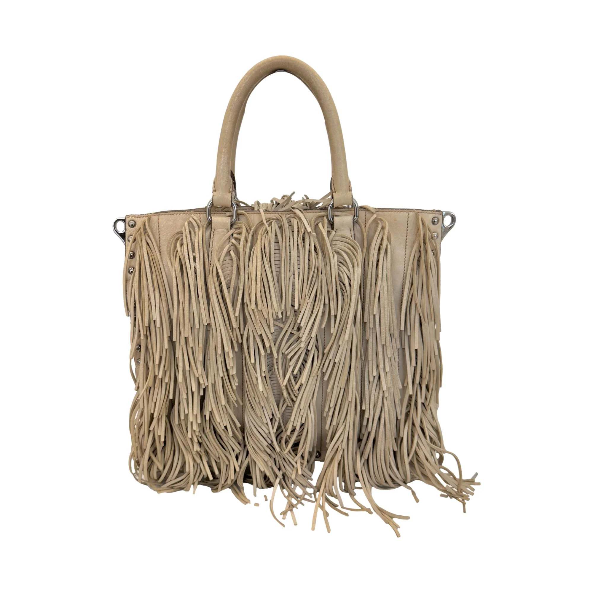 Prada Ivory Small Fringe Leather Shoulder Bag - Image 2