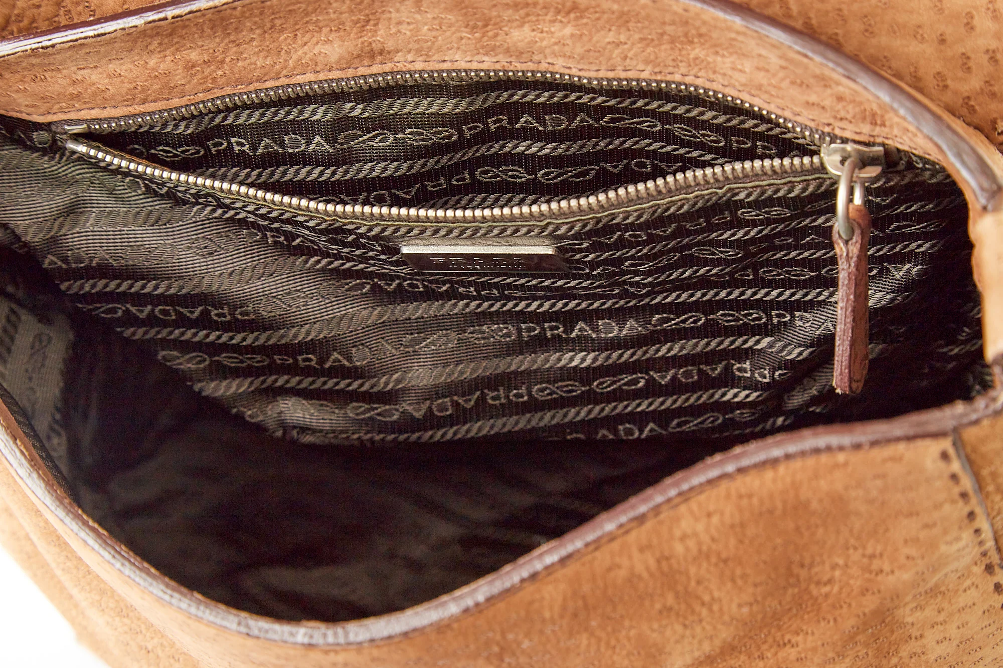 Prada Light Brown Suede Buckle Shoulder Bag - Image 4