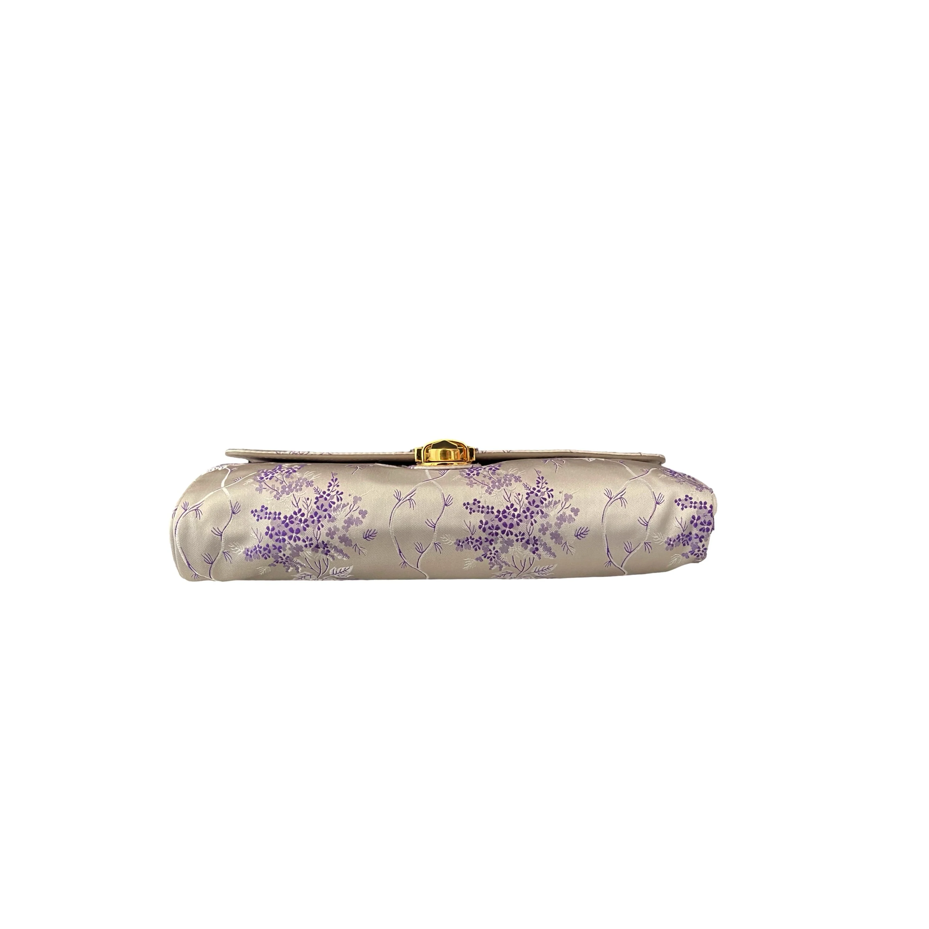 Prada Lilac Floral Satin Chain Bag - Image 3