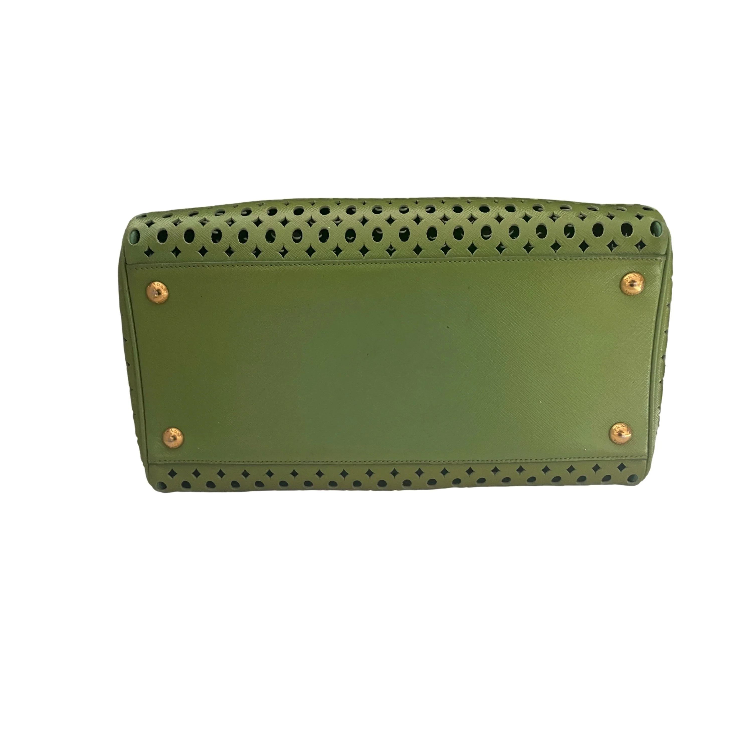 Prada Lime Green Perforated Satchel - Image 3