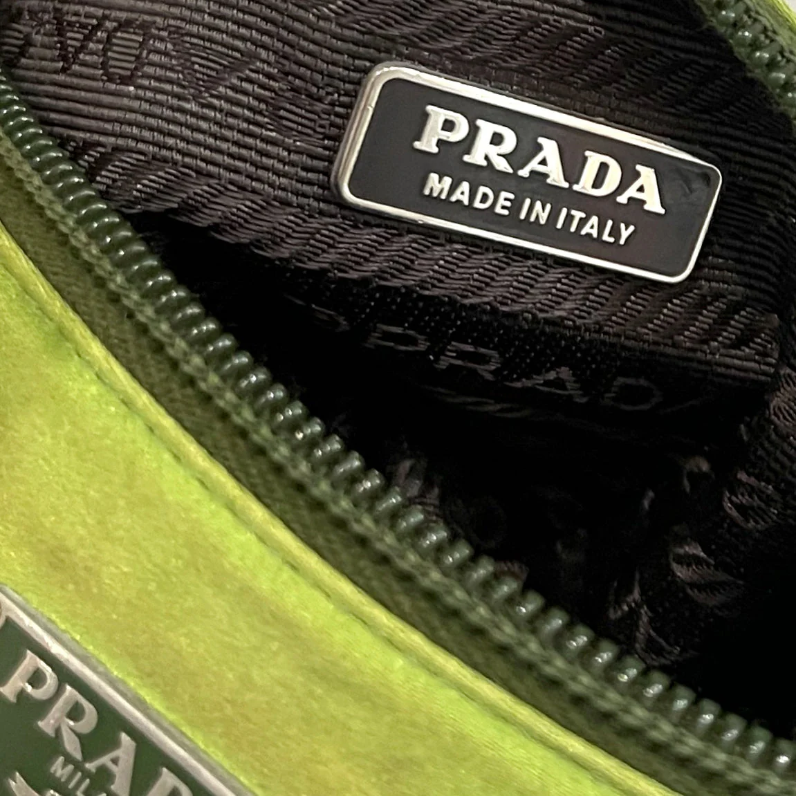 Prada Lime Green Satin Mini Bag - Image 4