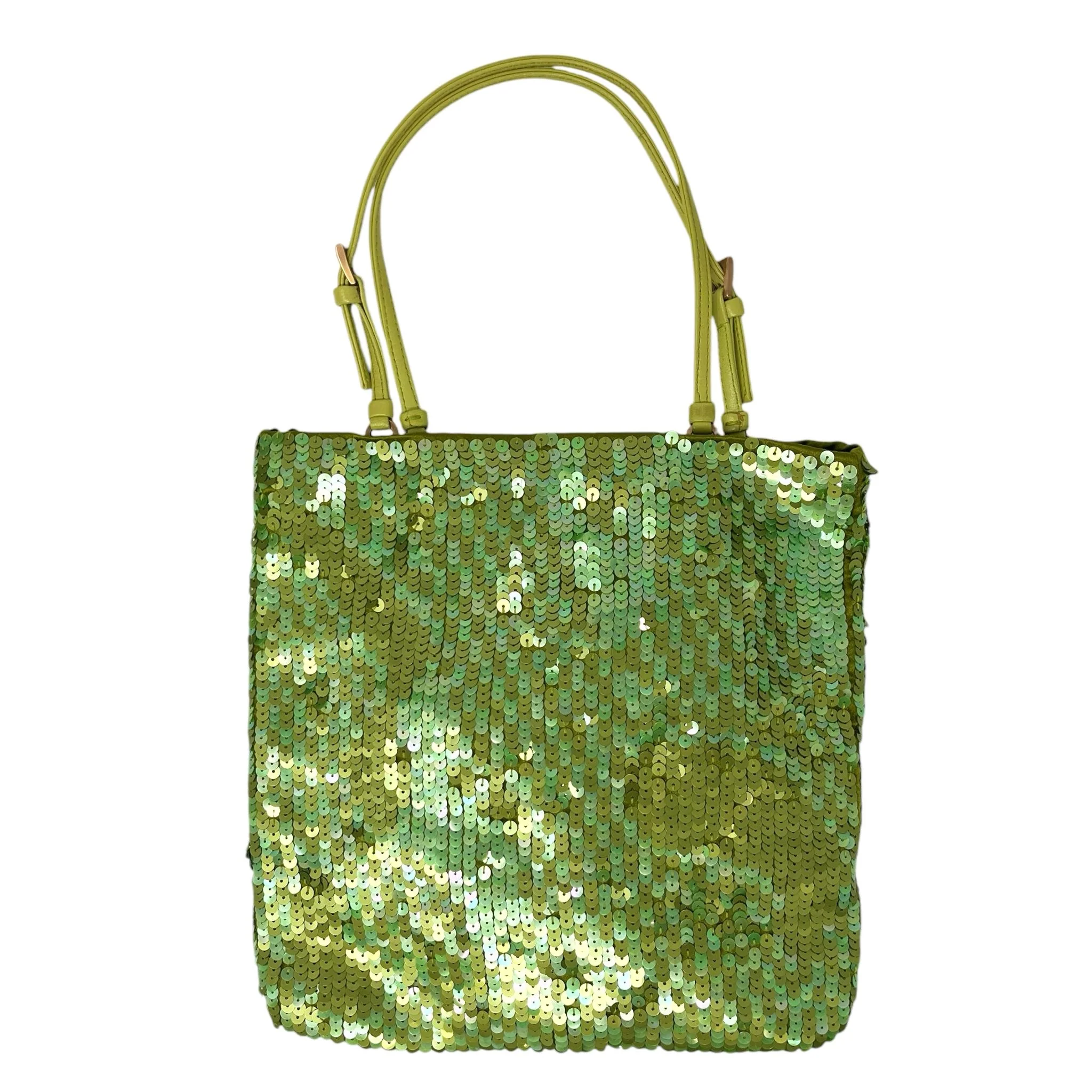 Prada Lime Green Sequin Top Handle Bag - Image 2