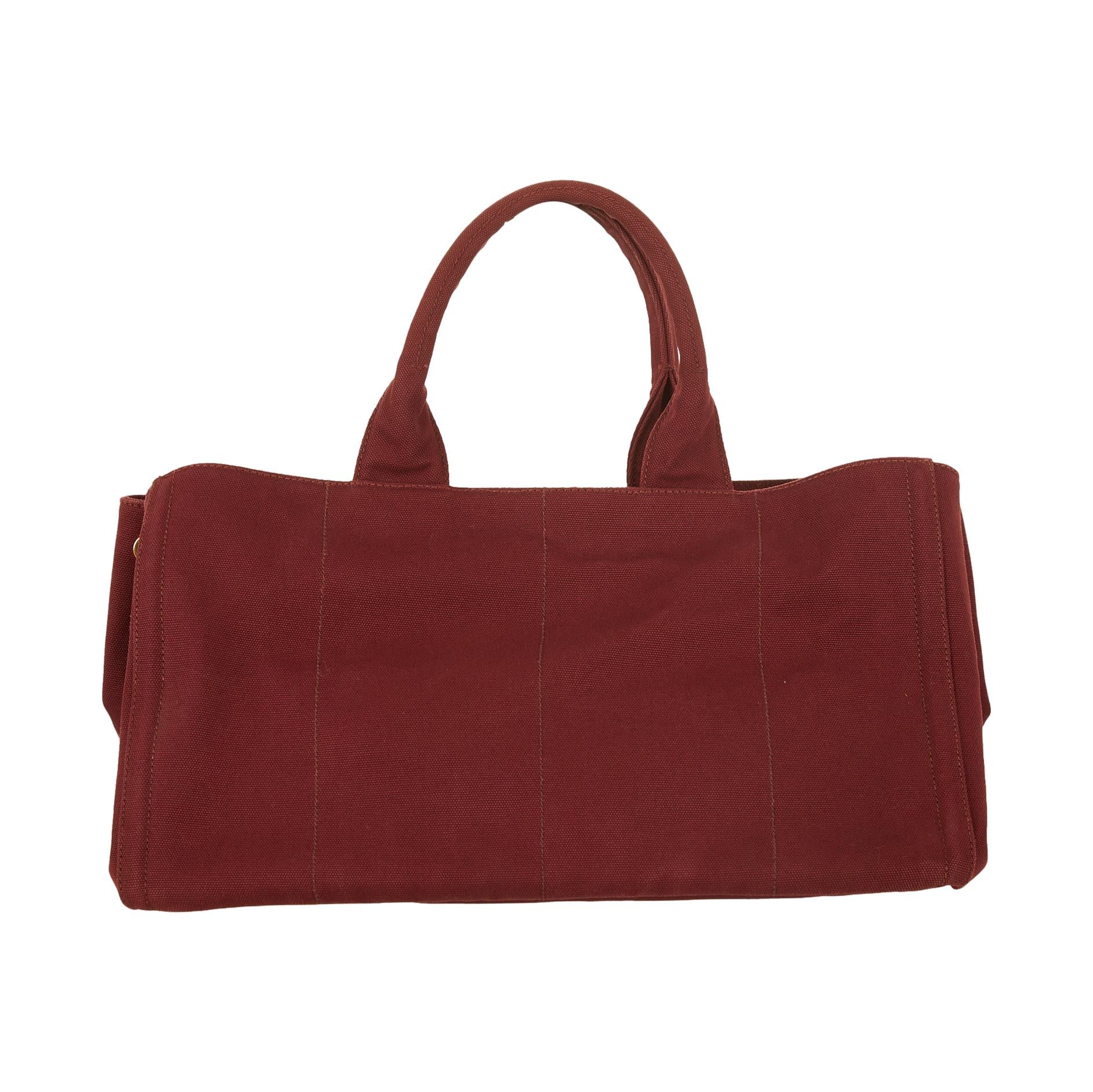Prada Maroon Rhinestone Canapa Tote - Image 2