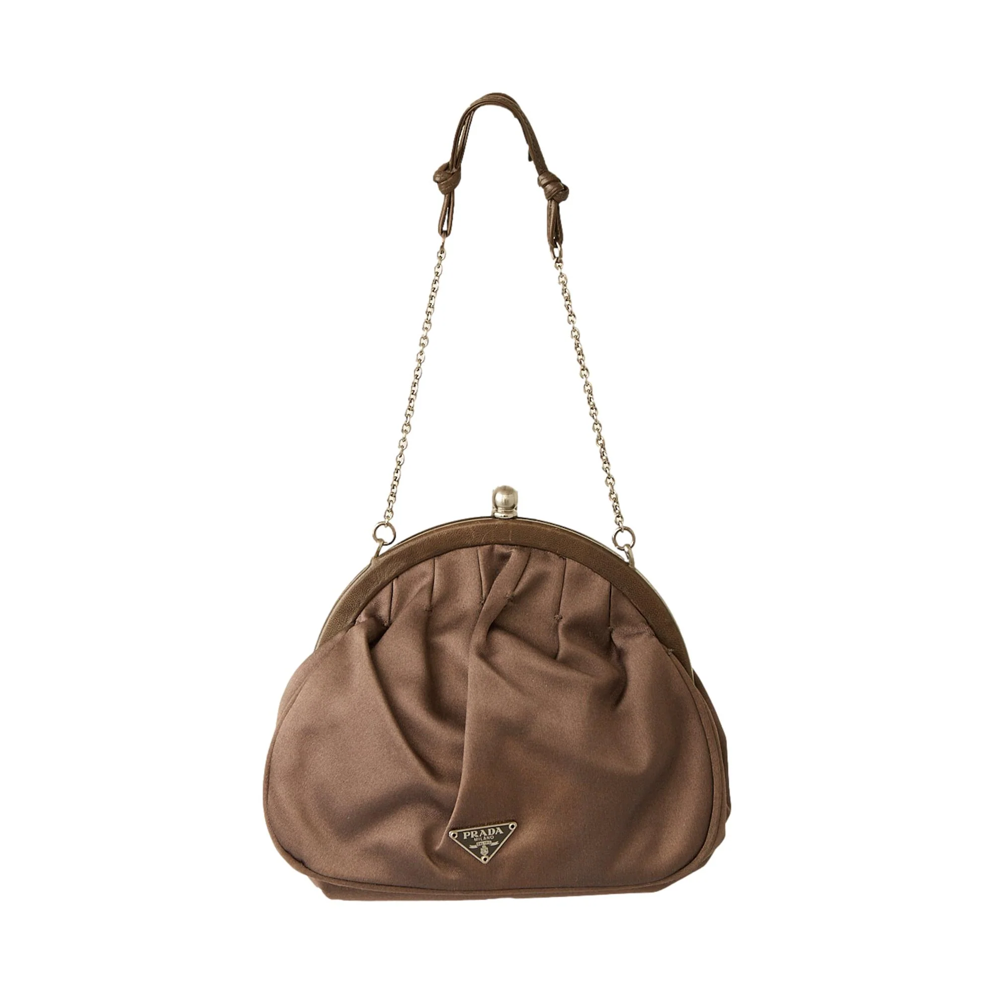 Prada Mini Bronze Satin Kisslock Bag