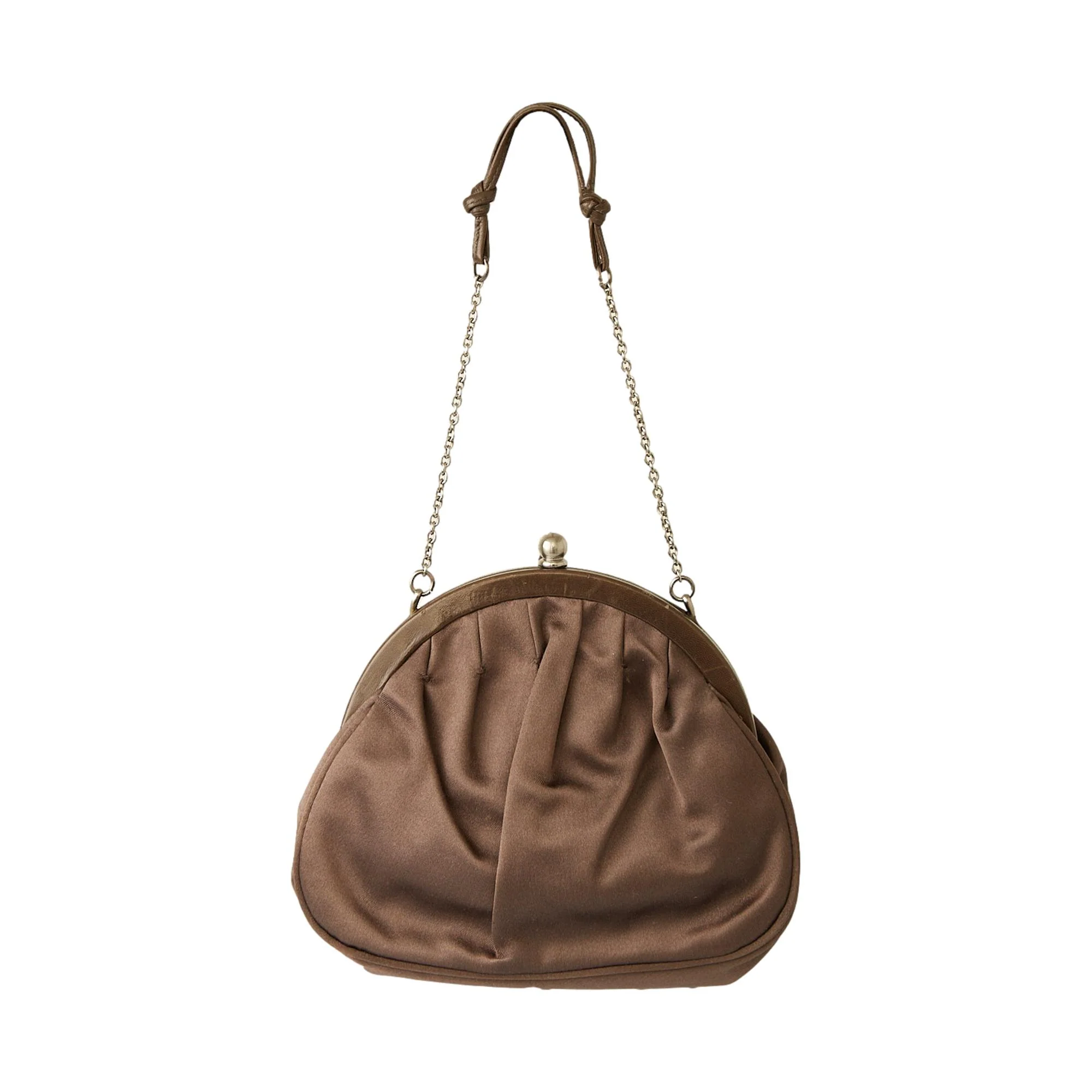 Prada Mini Bronze Satin Kisslock Bag - Image 2