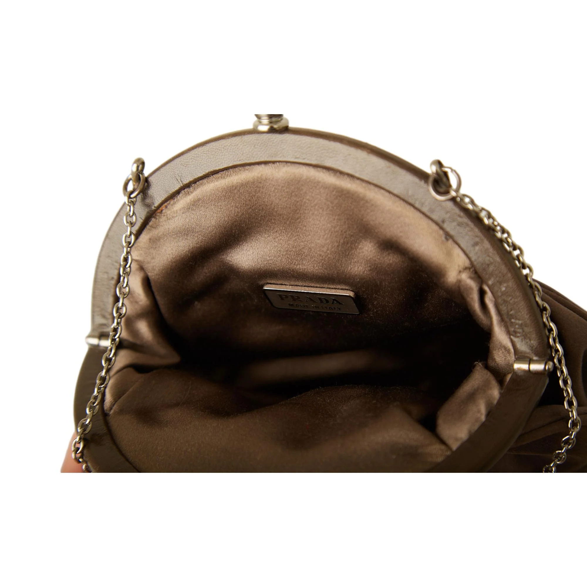 Prada Mini Bronze Satin Kisslock Bag - Image 4