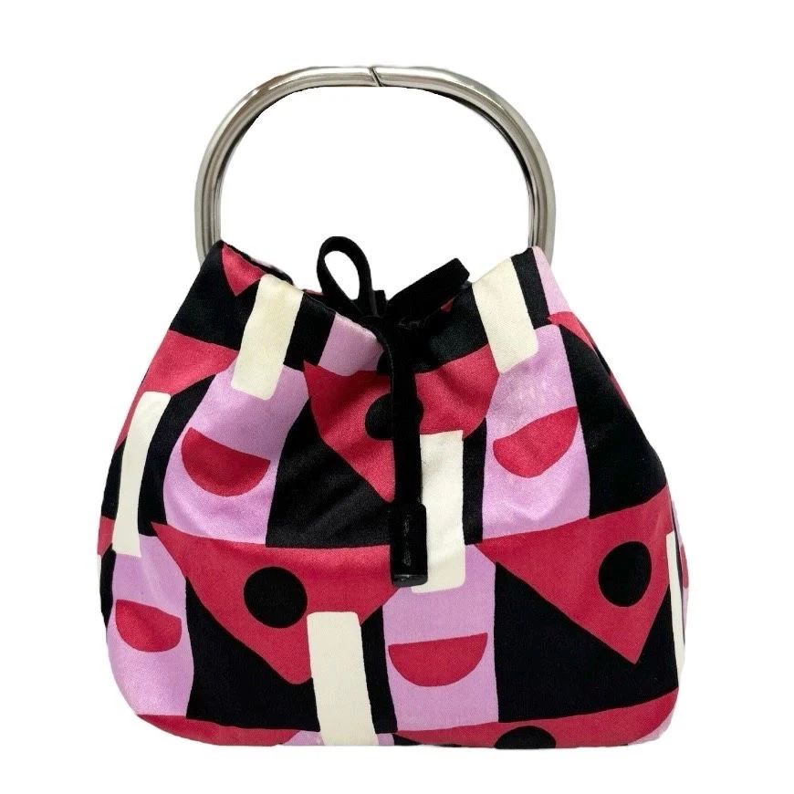 Prada Mini Pink Satin Geometric Ring Handle Bag - Image 2