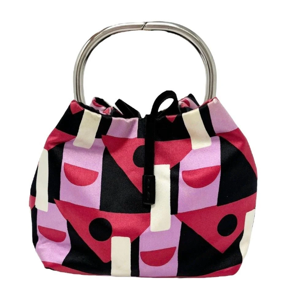 Prada Mini Pink Satin Geometric Ring Handle Bag - Image 3