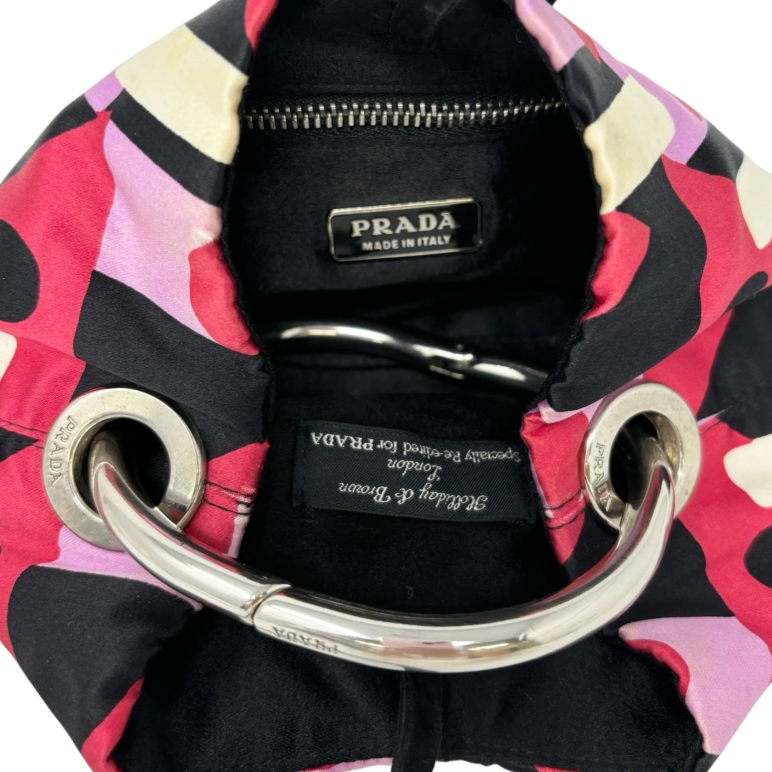 Prada Mini Pink Satin Geometric Ring Handle Bag - Image 4