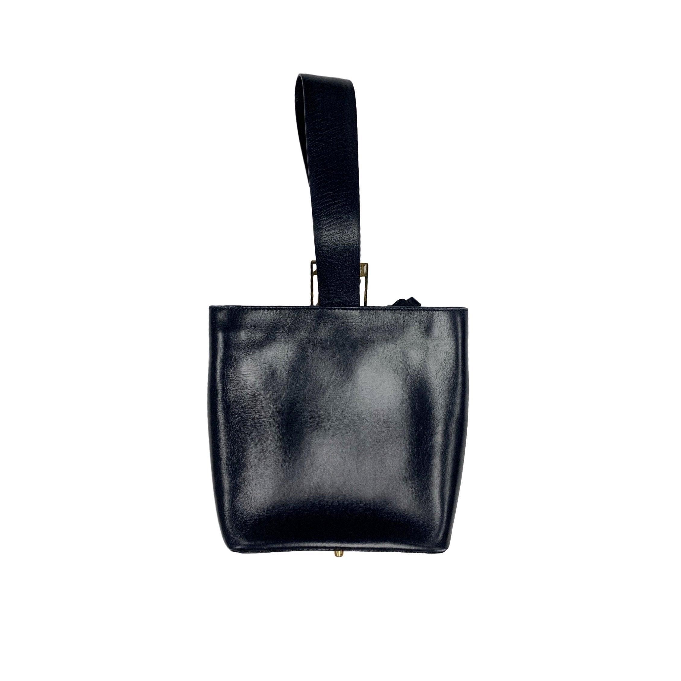Prada Navy Logo Buckle Top Handle Bag - Image 6
