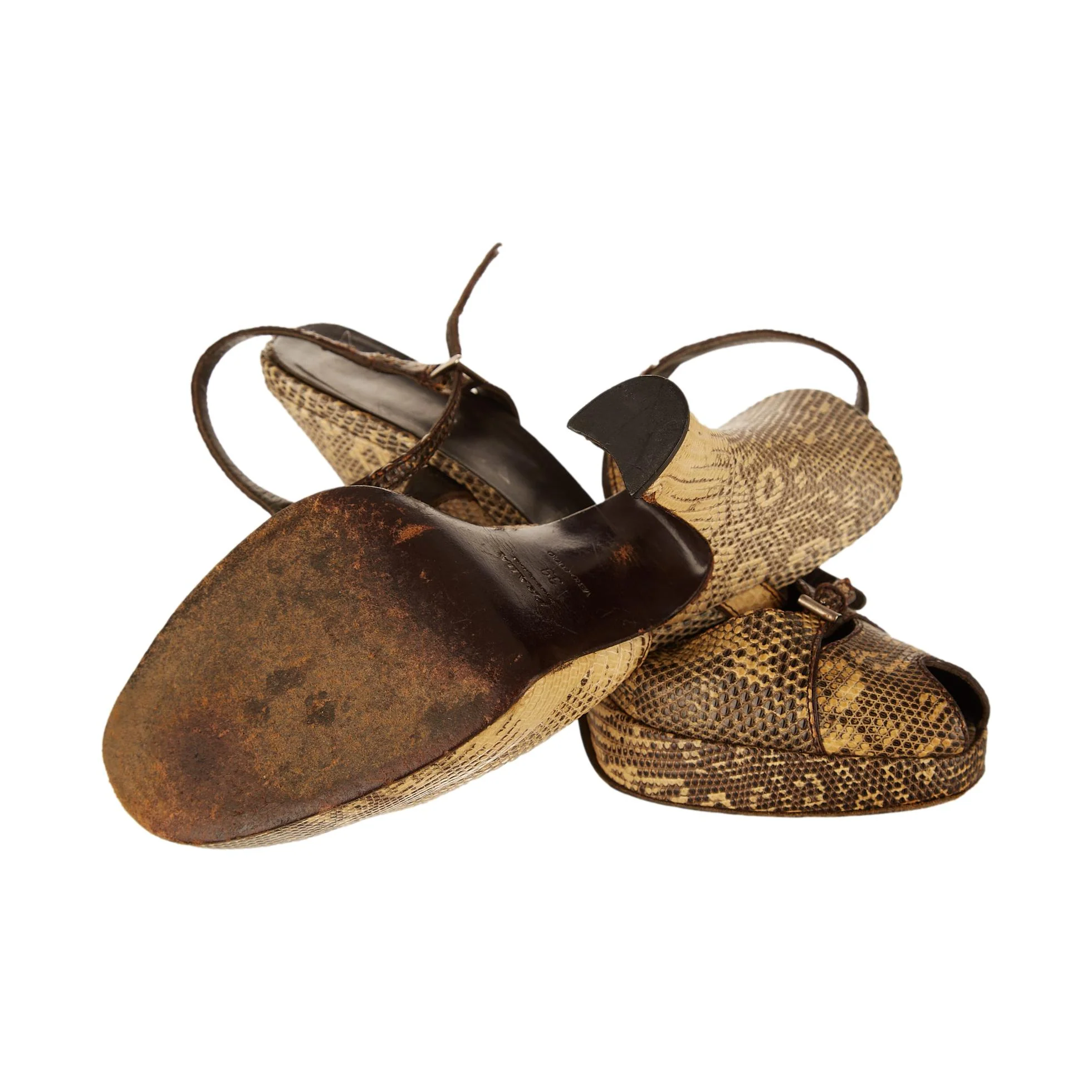 Prada Nude Snakeskin Heels - Image 3