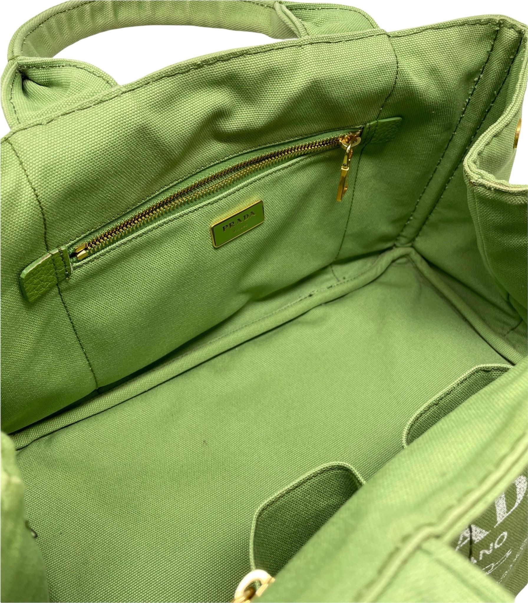 Prada Olive Green Canvas Tote - Image 3