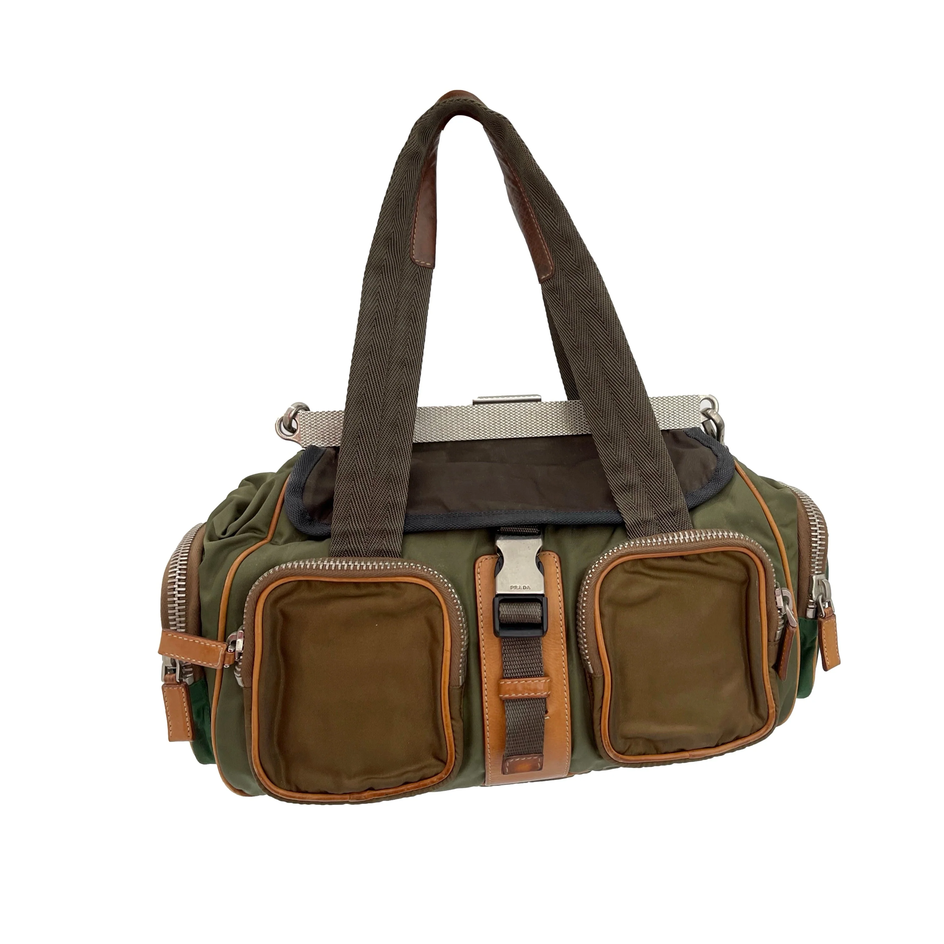Prada Olive Nylon Chain Shoulder Bag - Image 3