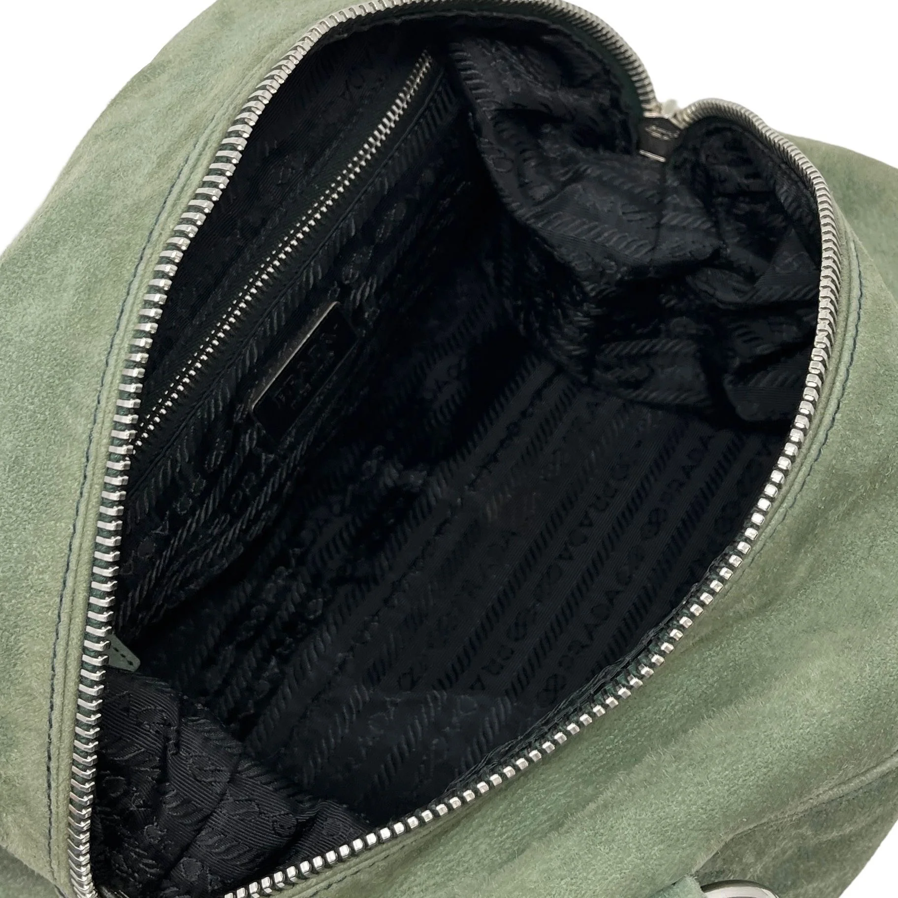 Prada Olive Suede Buckle Shoulder Bag - Image 4