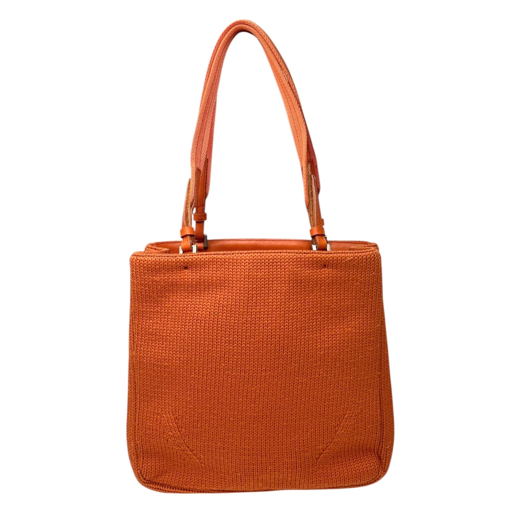 Prada Orange Knit Logo Shoulder Bag - Image 2