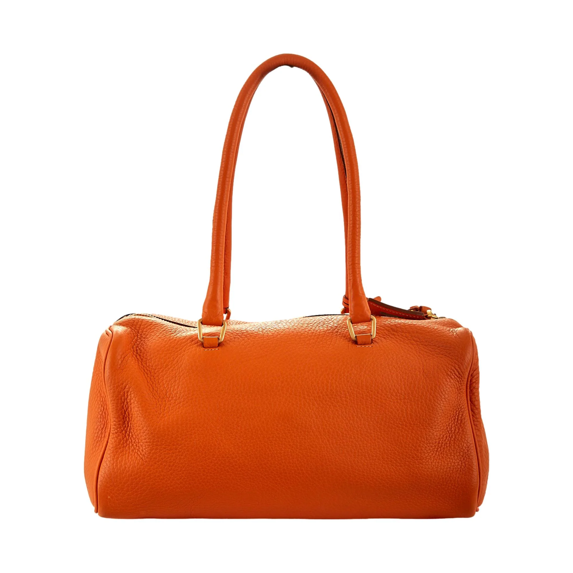 Prada Orange Leather Barrel Handle Bag - Image 2
