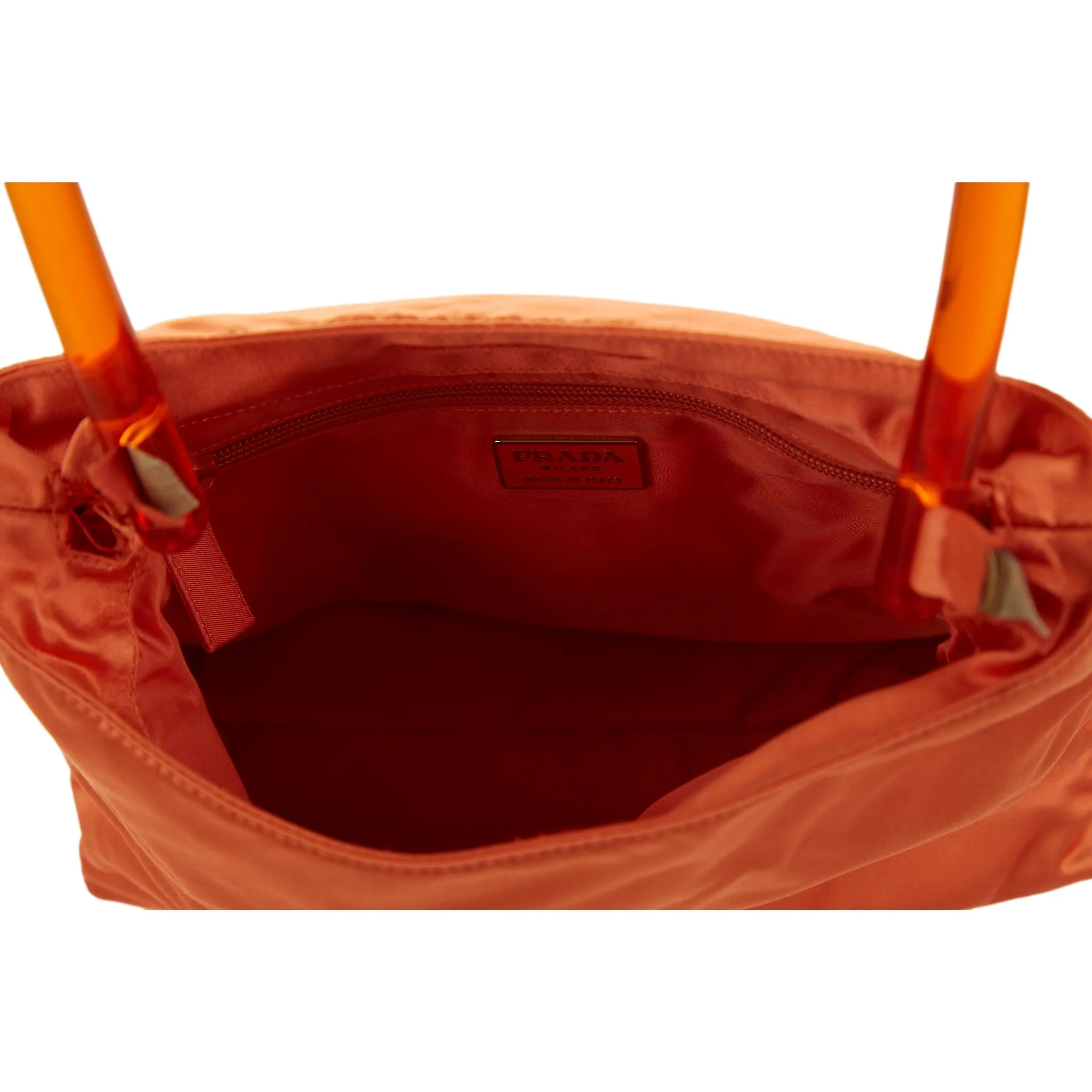 Prada Orange Satin Top Handle Bag - Image 4