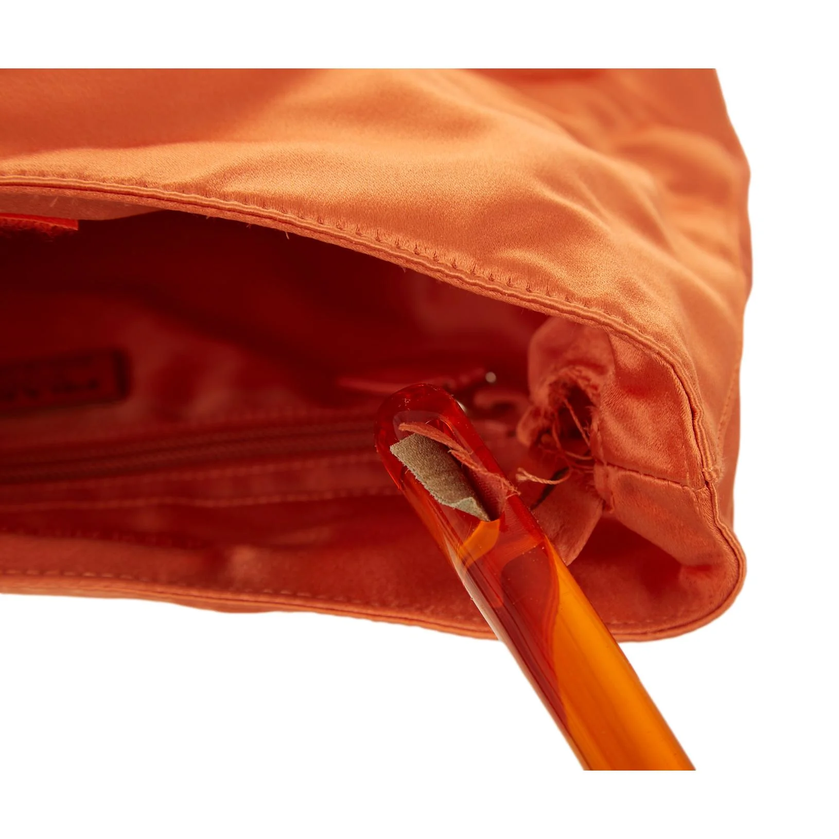 Prada Orange Satin Top Handle Bag - Image 6