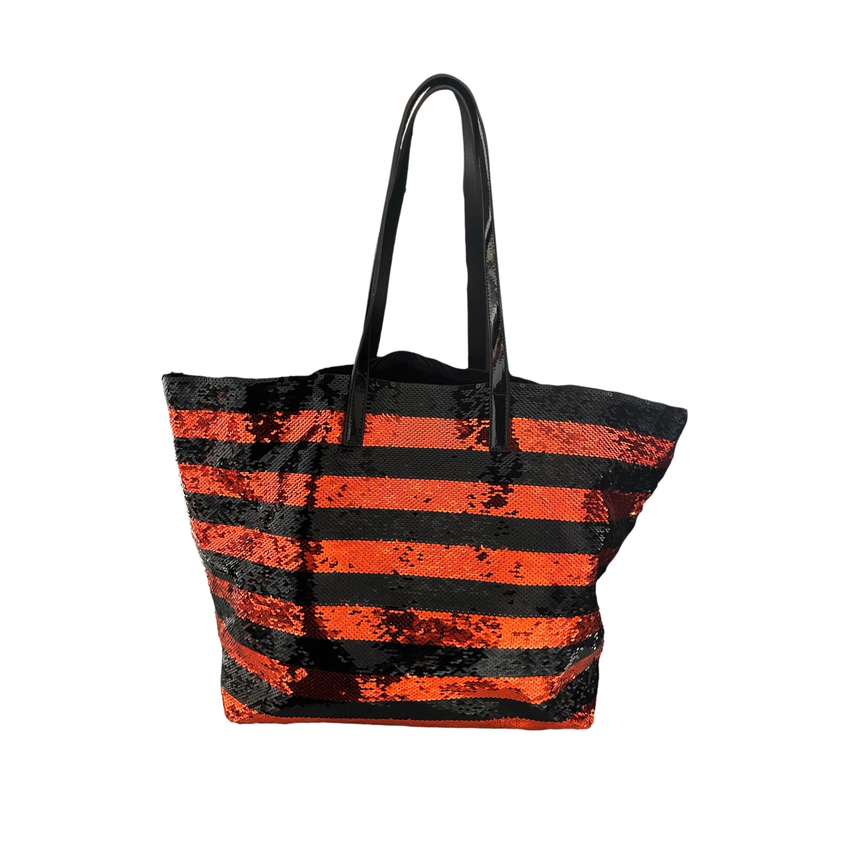 Prada Orange Sequin Stripe Tote Bag - Image 2