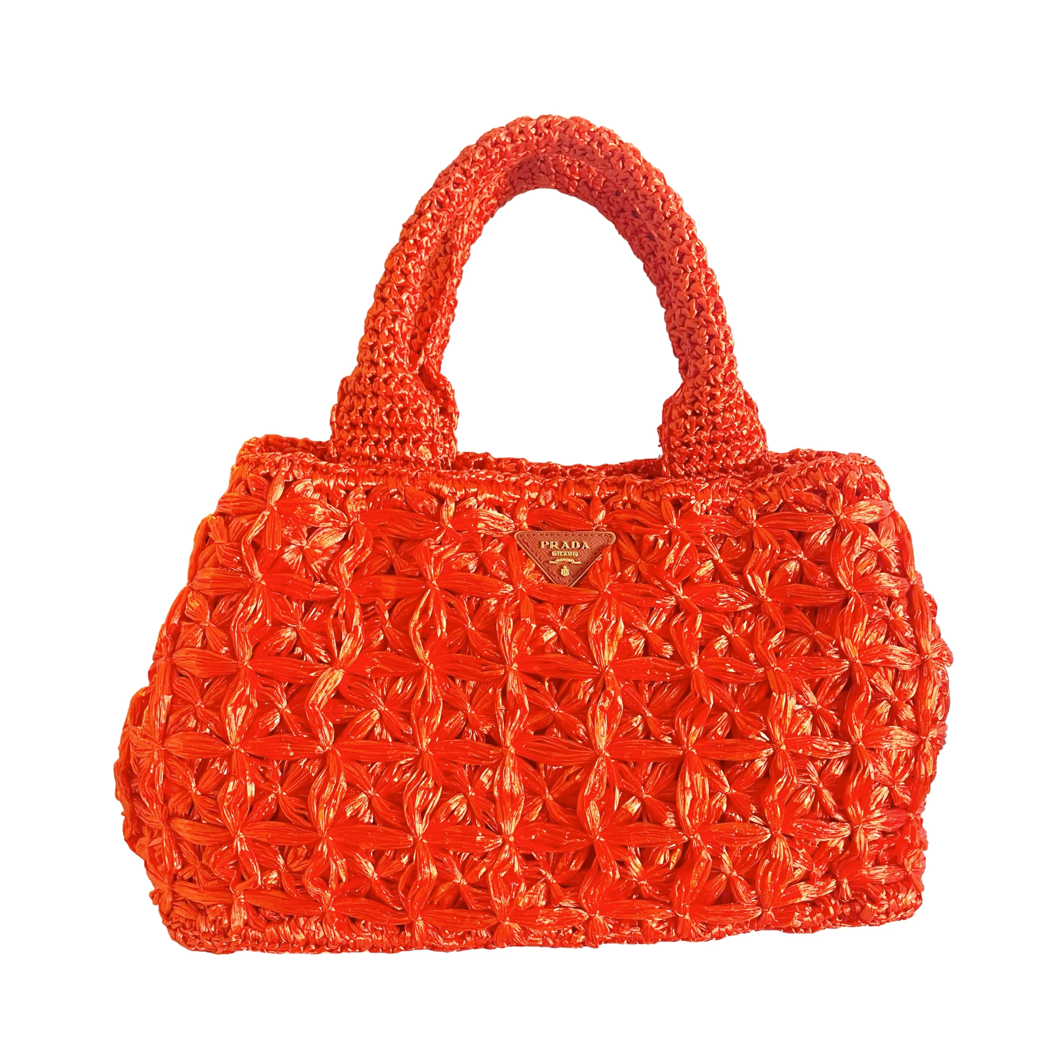 Prada Orange Textured Jumbo Top Handle Bag