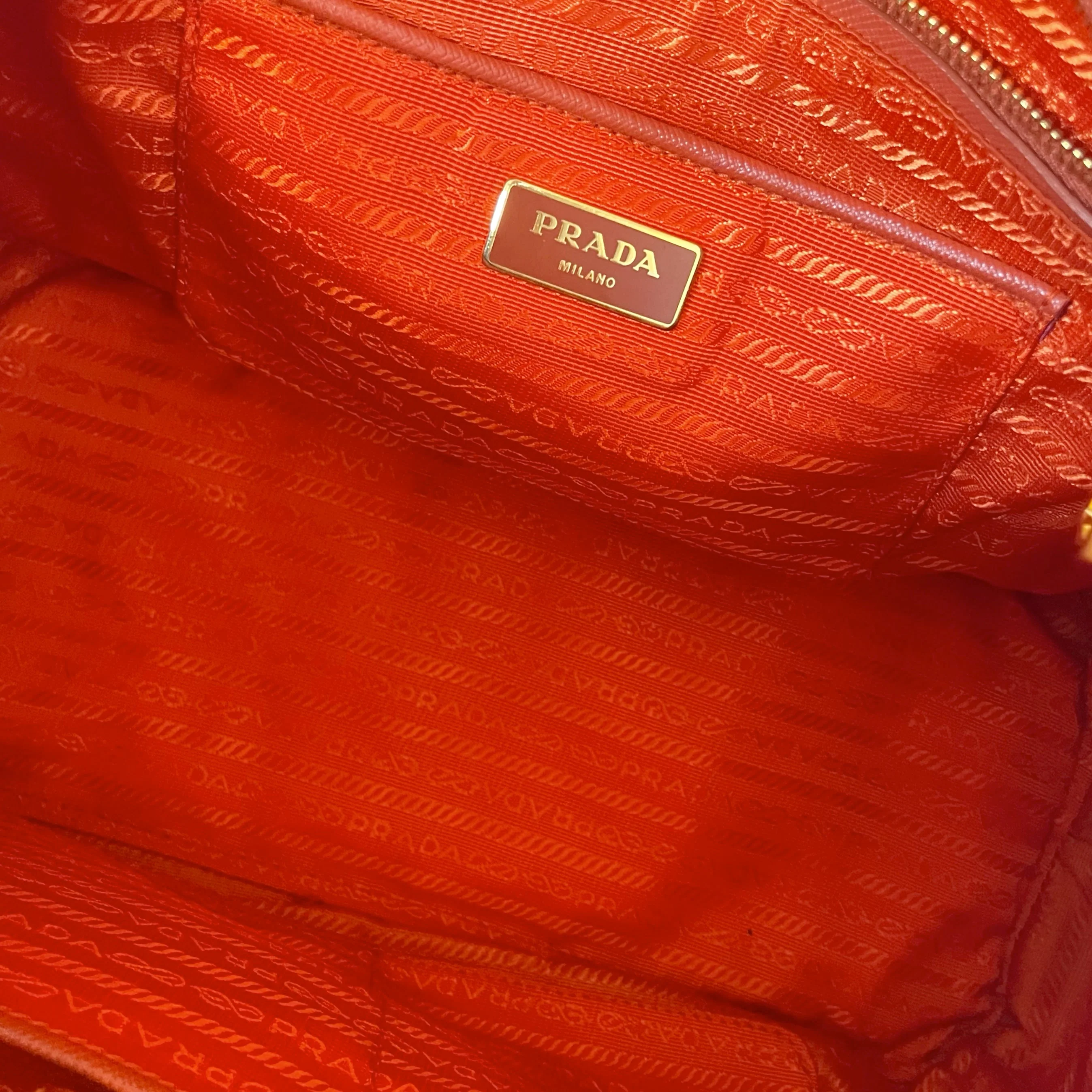 Prada Orange Textured Jumbo Top Handle Bag - Image 4