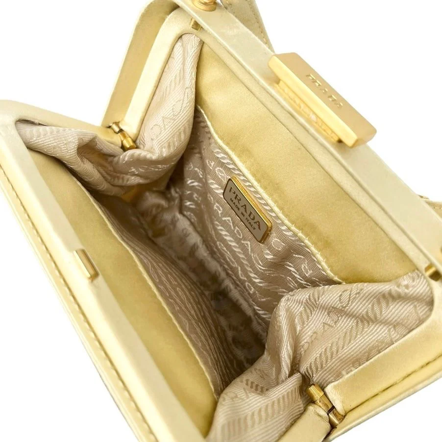 Prada Gold Satin MiniTop Handle Bag - Image 3