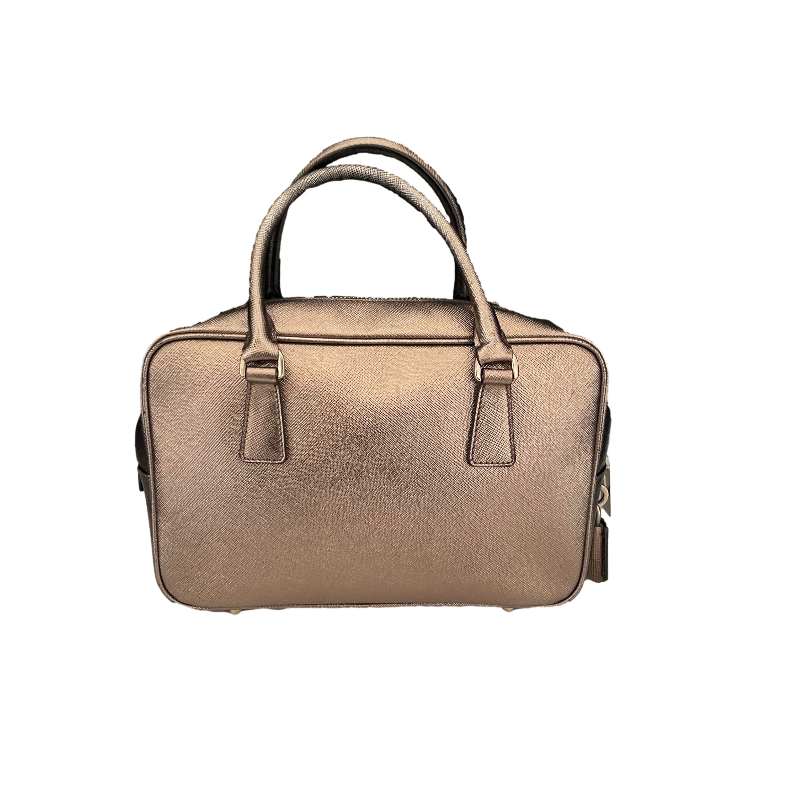 Prada Pewter Logo Top Handle Bag - Image 2