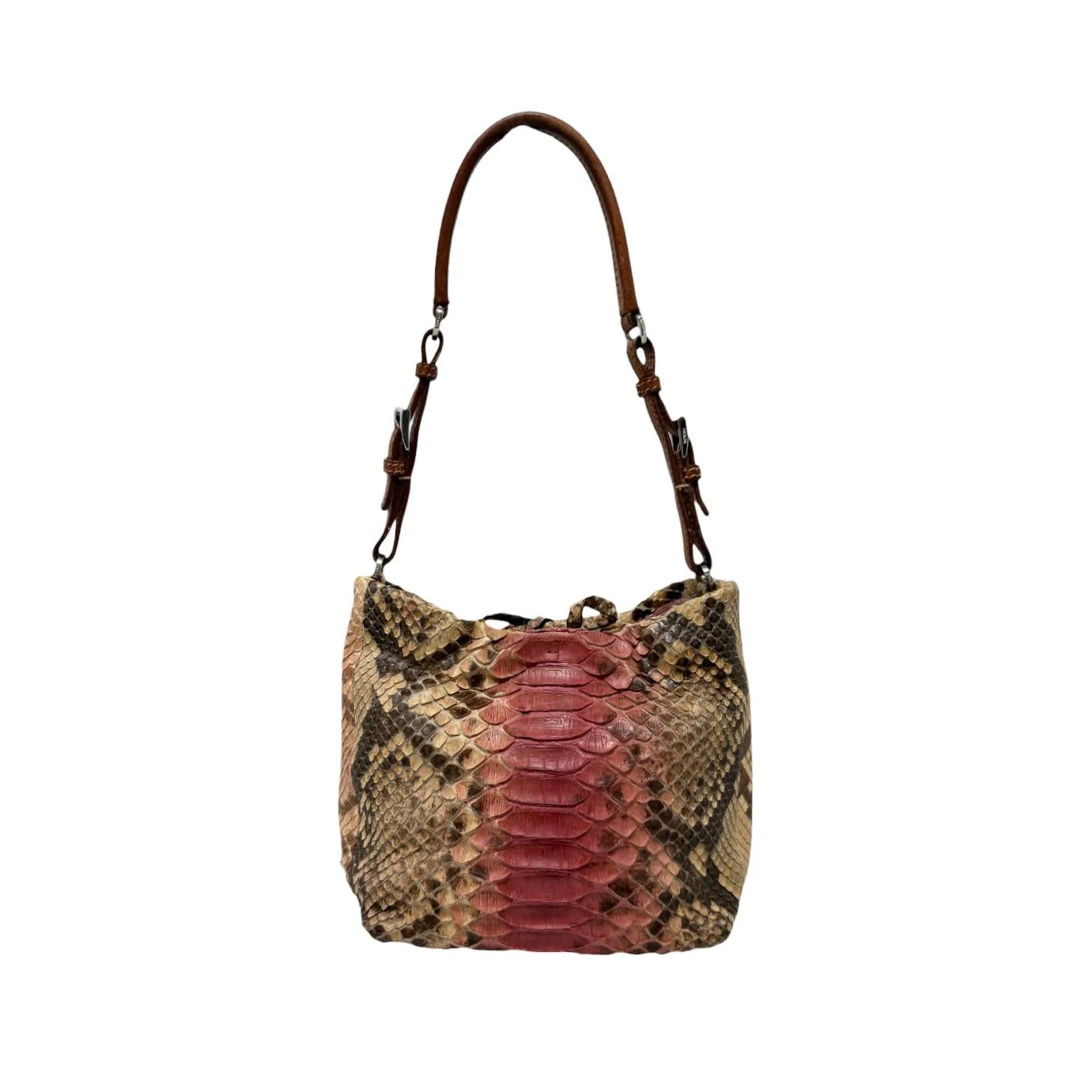 Prada Pink + Brown Snakeskin Shoulder Bag - Image 2
