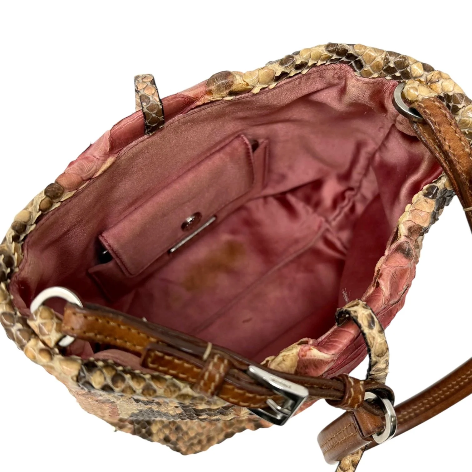 Prada Pink + Brown Snakeskin Shoulder Bag - Image 4