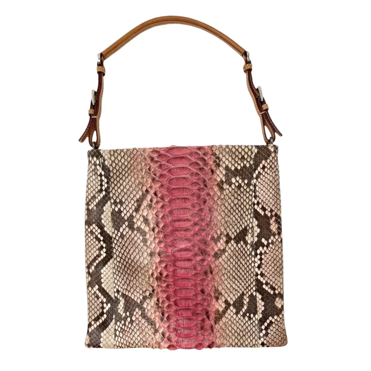 Prada Pink + Brown Snakeskin Top Handle Bag - Image 2