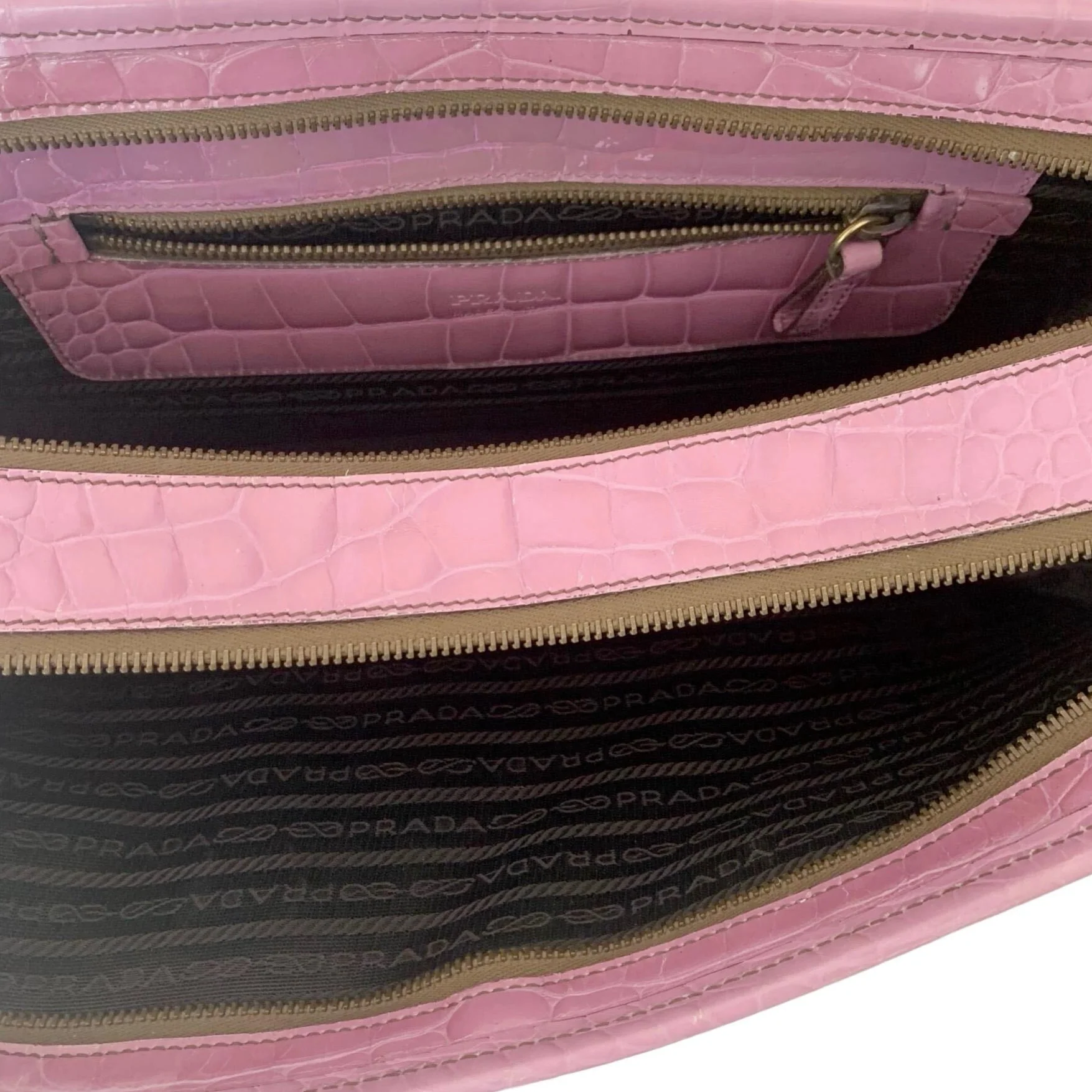 Prada Pink Croc Top Handle Bag - Image 4