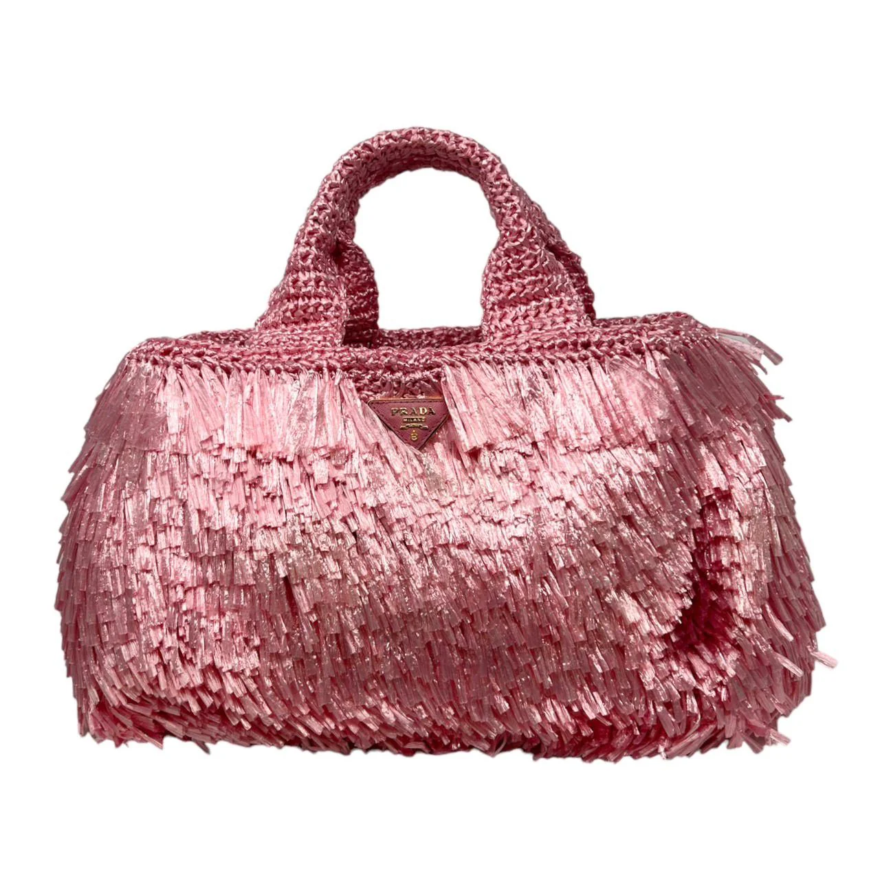 Prada Pink Fringe Jumbo Top Handle Bag