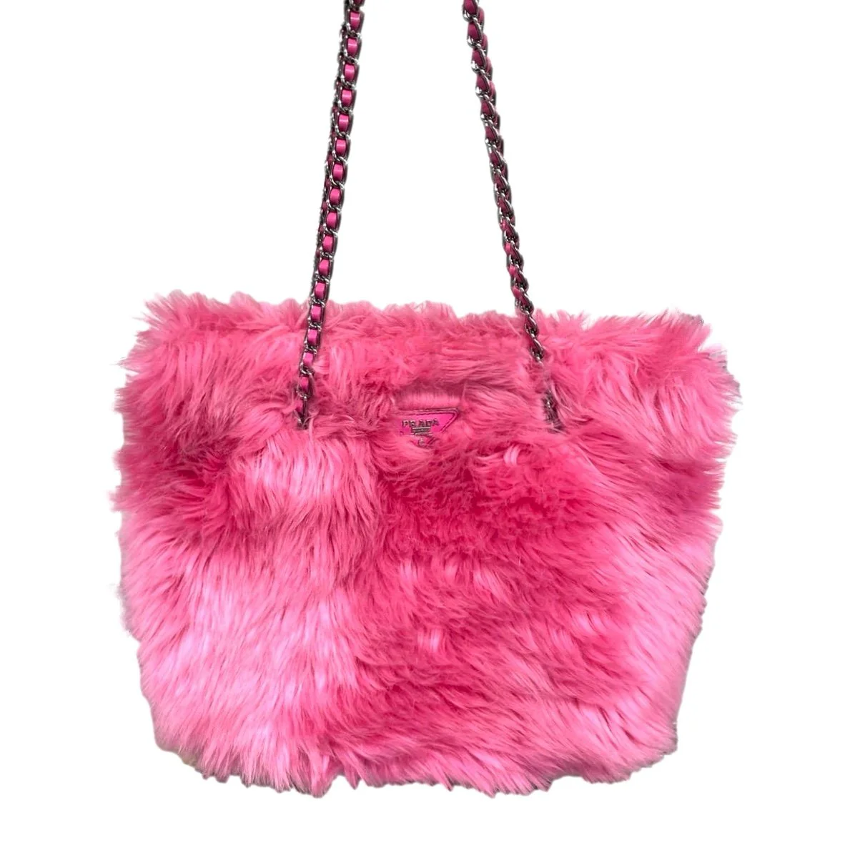 Prada Pink Fuzzy Chain Shoulder Bag