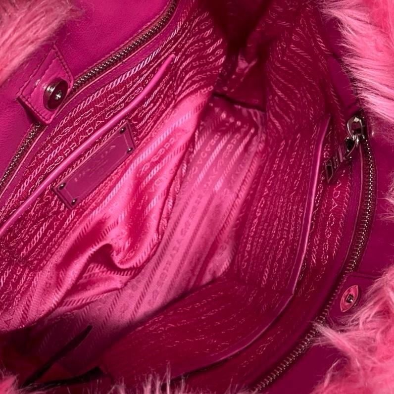 Prada Pink Fuzzy Chain Shoulder Bag - Image 3