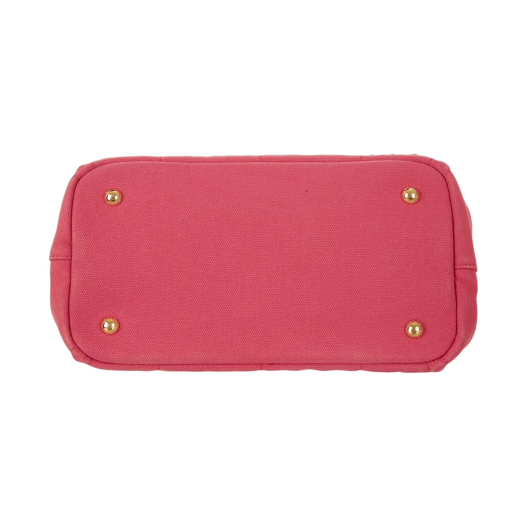 Prada Pink Jeweled Canapa Tote - Image 3