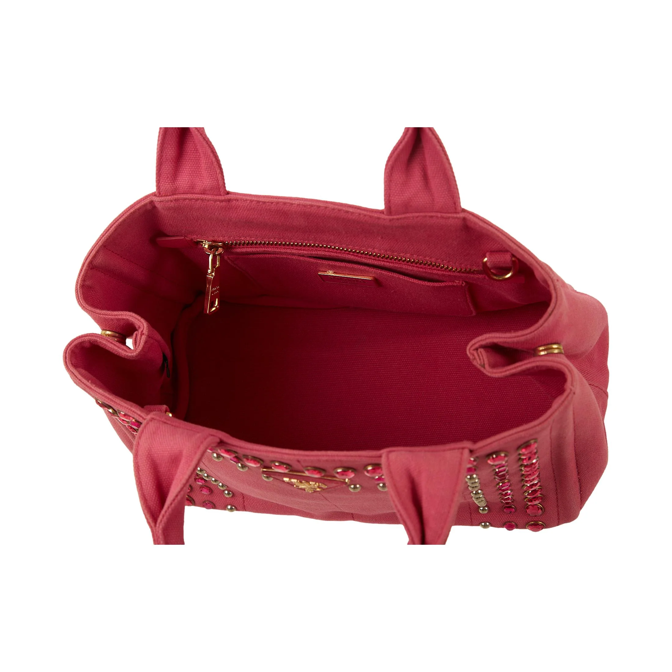 Prada Pink Jeweled Canapa Tote - Image 4
