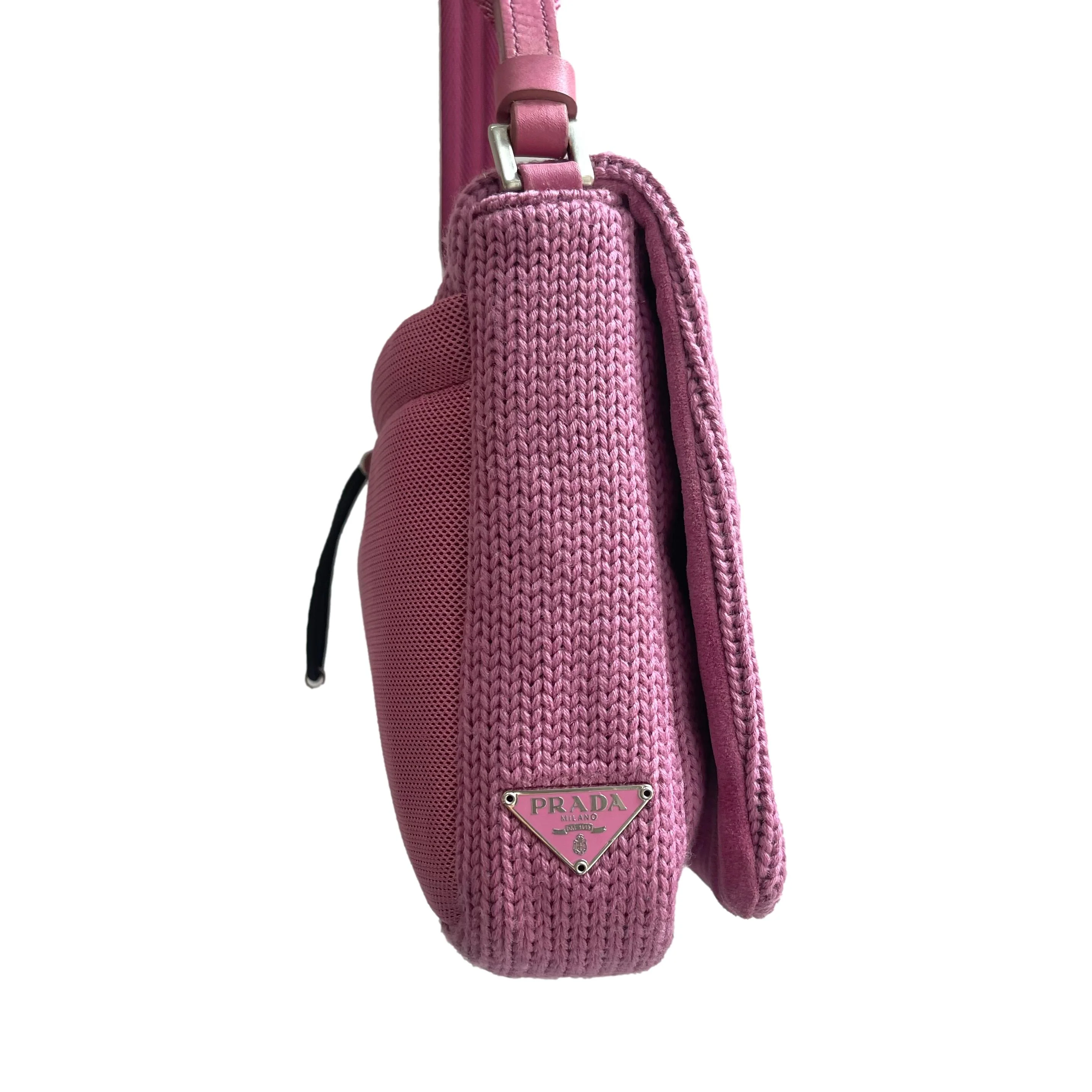 Prada Pink Knit Shoulder Bag - Image 3