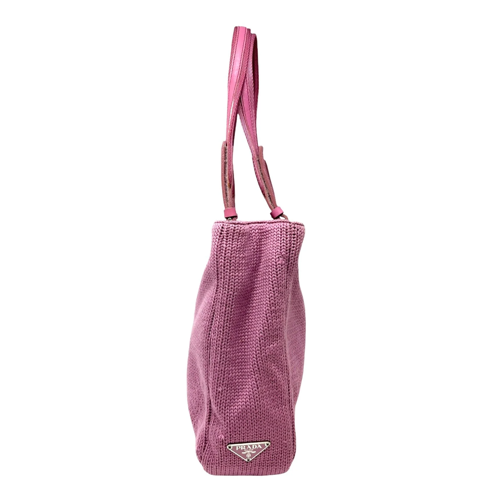 Prada Pink Knit Shoulder Bag - Image 2