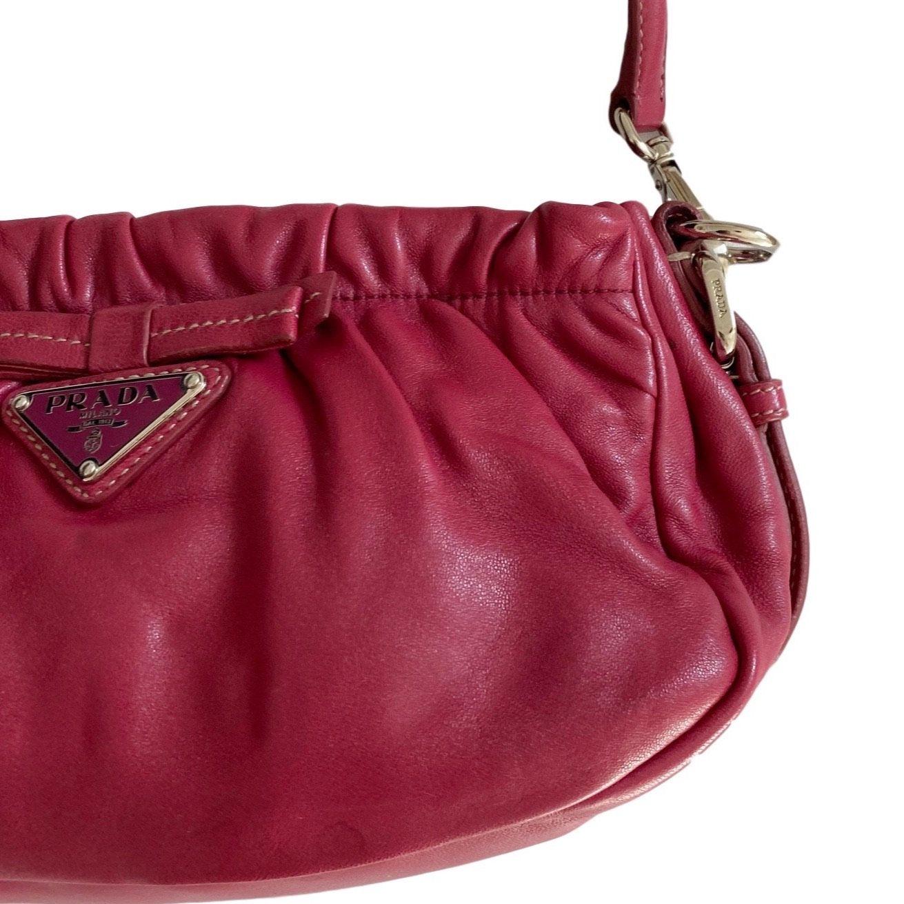 Prada Pink Leather Mini Bow Shoulder Bag - Image 2
