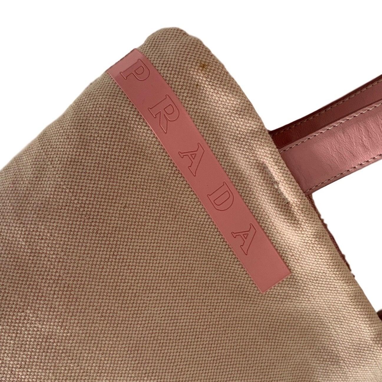 Prada Pink Logo Canvas Mini Tote - Image 4