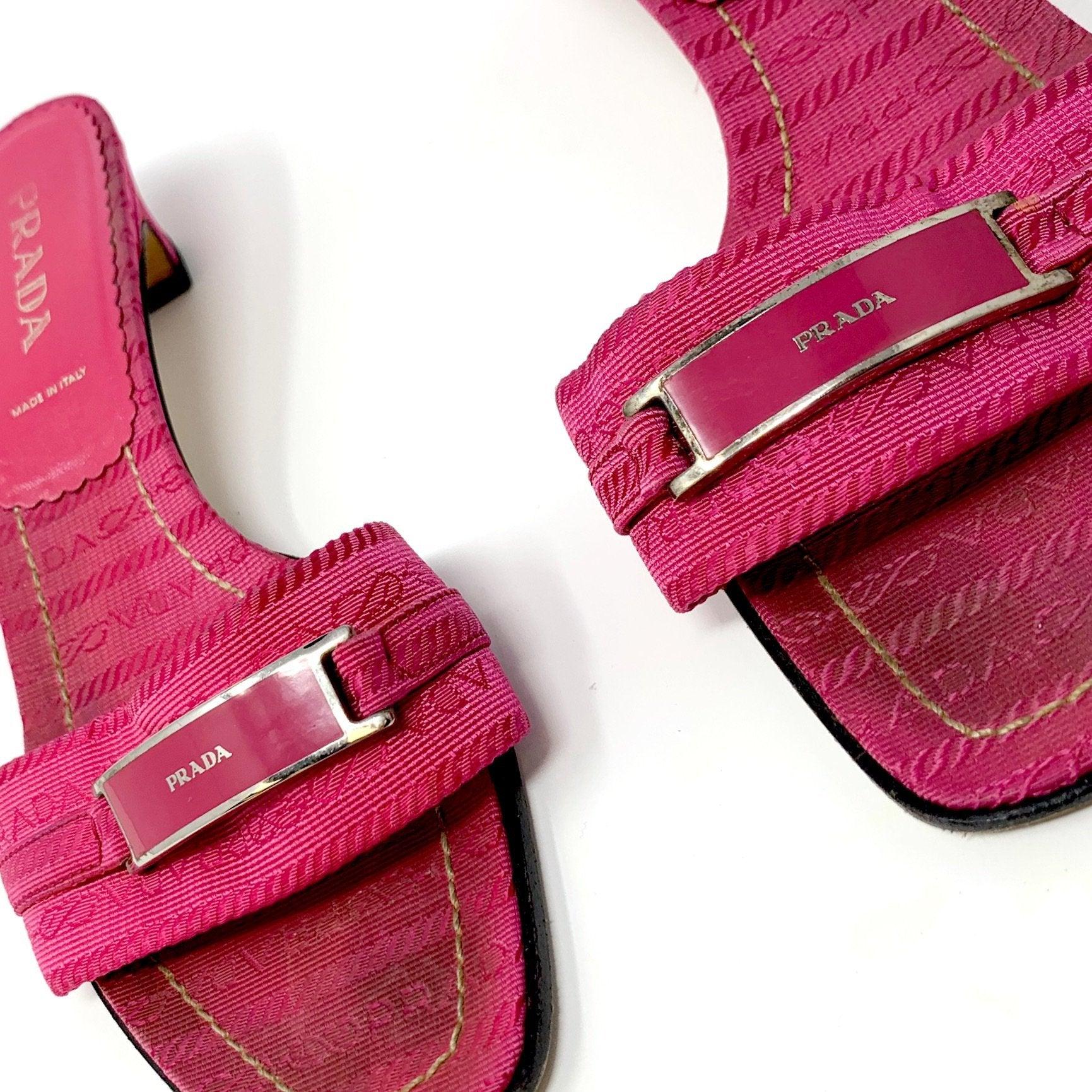 Prada Pink Logo Kitten Heels - Image 2