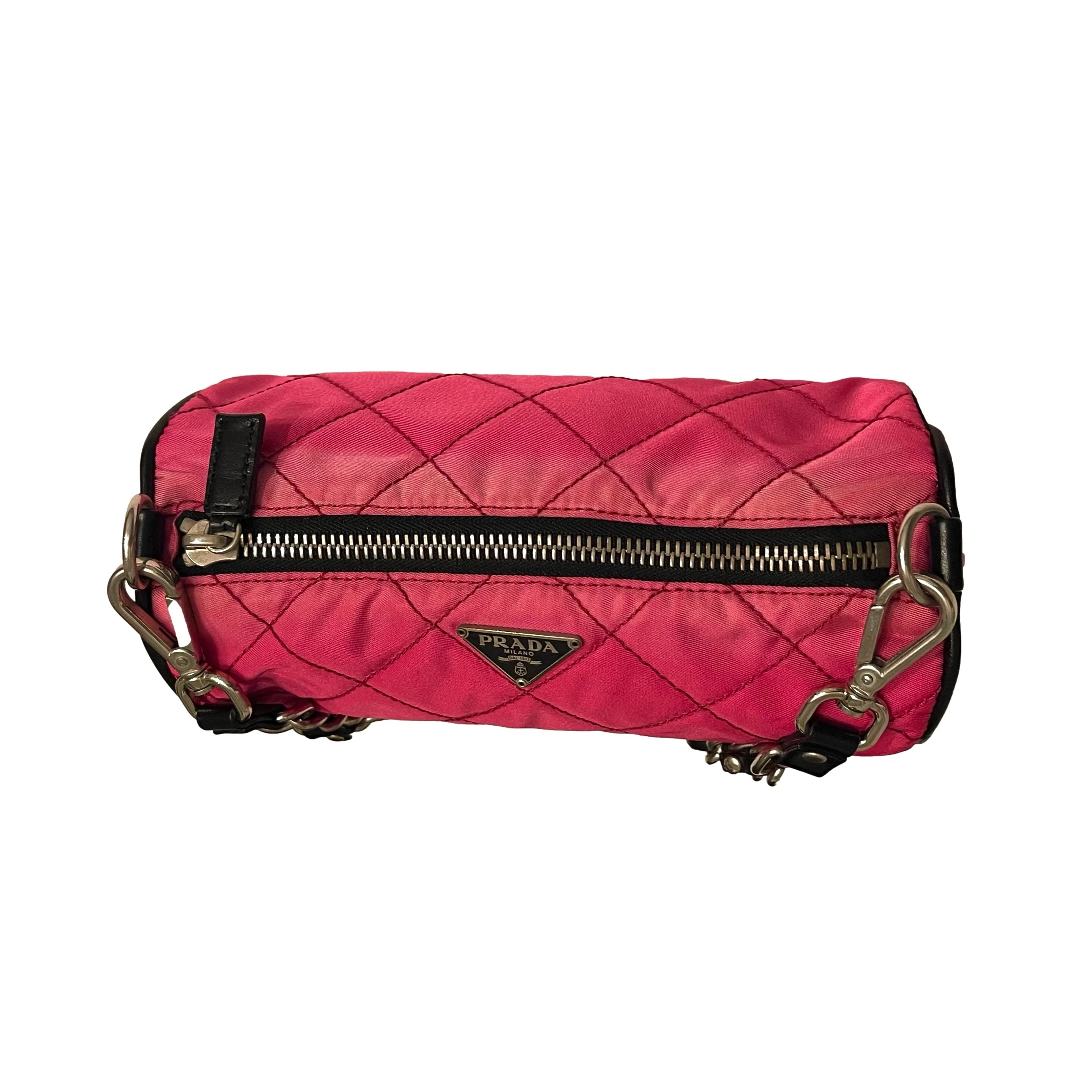 Prada Pink Nylon Chain Shoulder Bag - Image 3