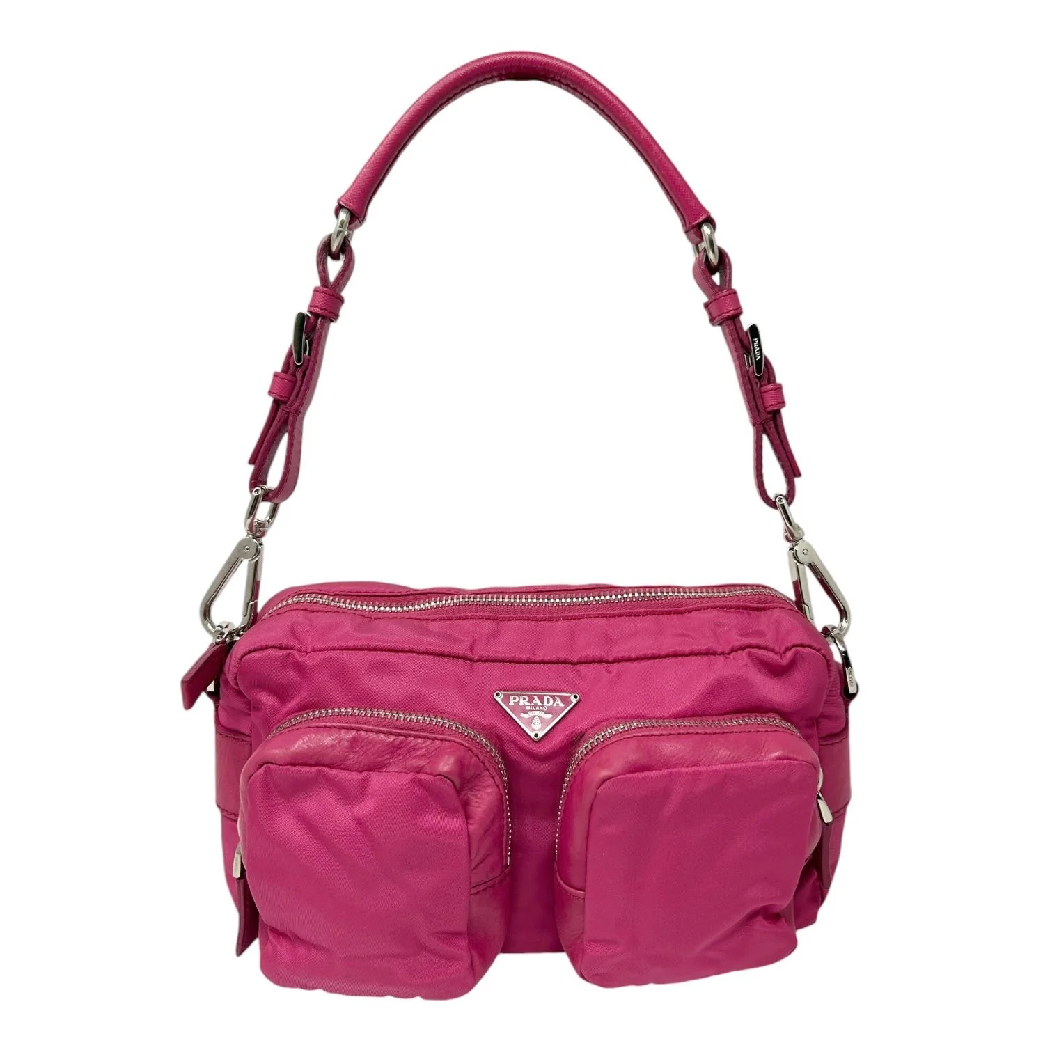 Prada Pink Nylon/ Leather Shoulder Bag