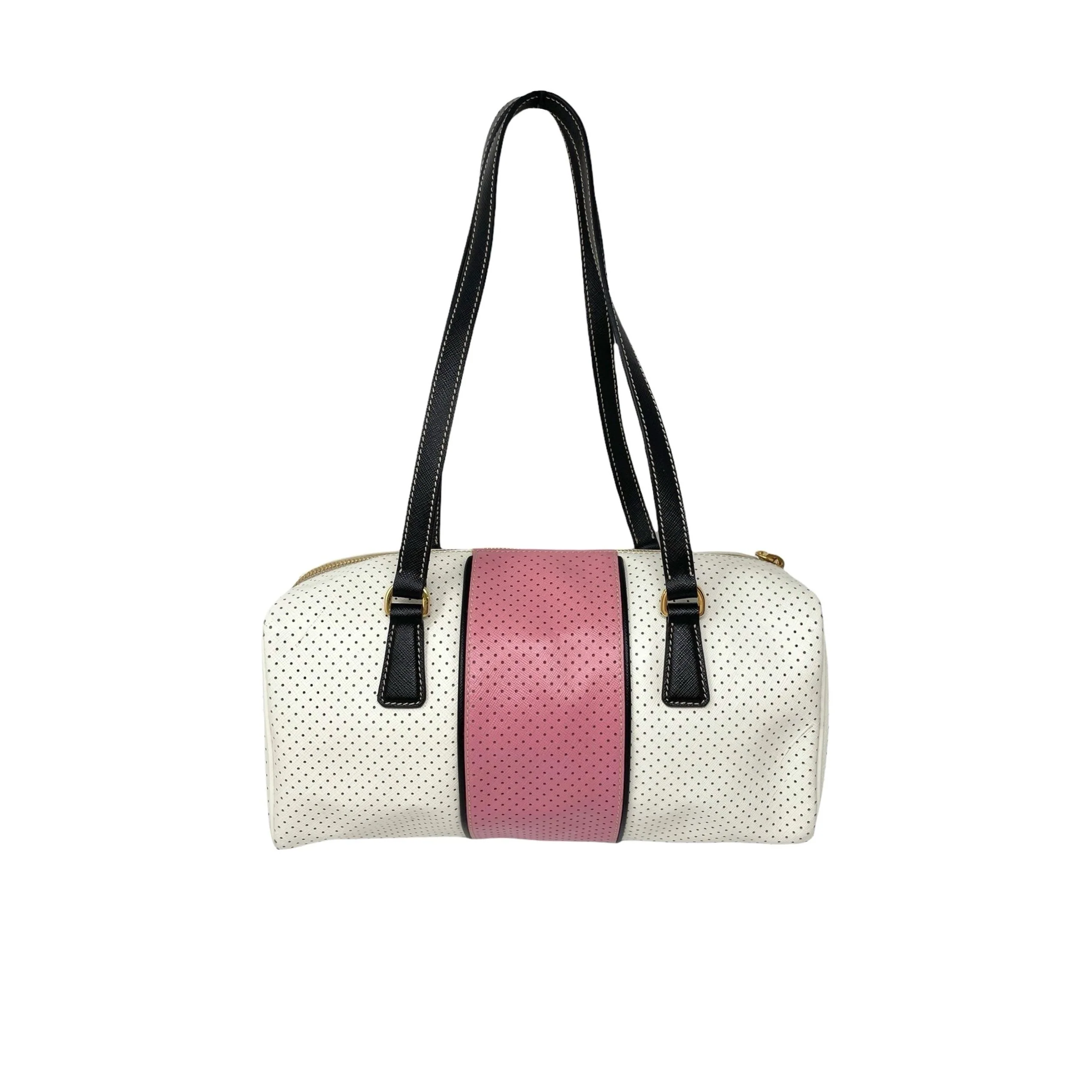 Prada Pink Perforated Barrel Shoulder Bag - Image 2