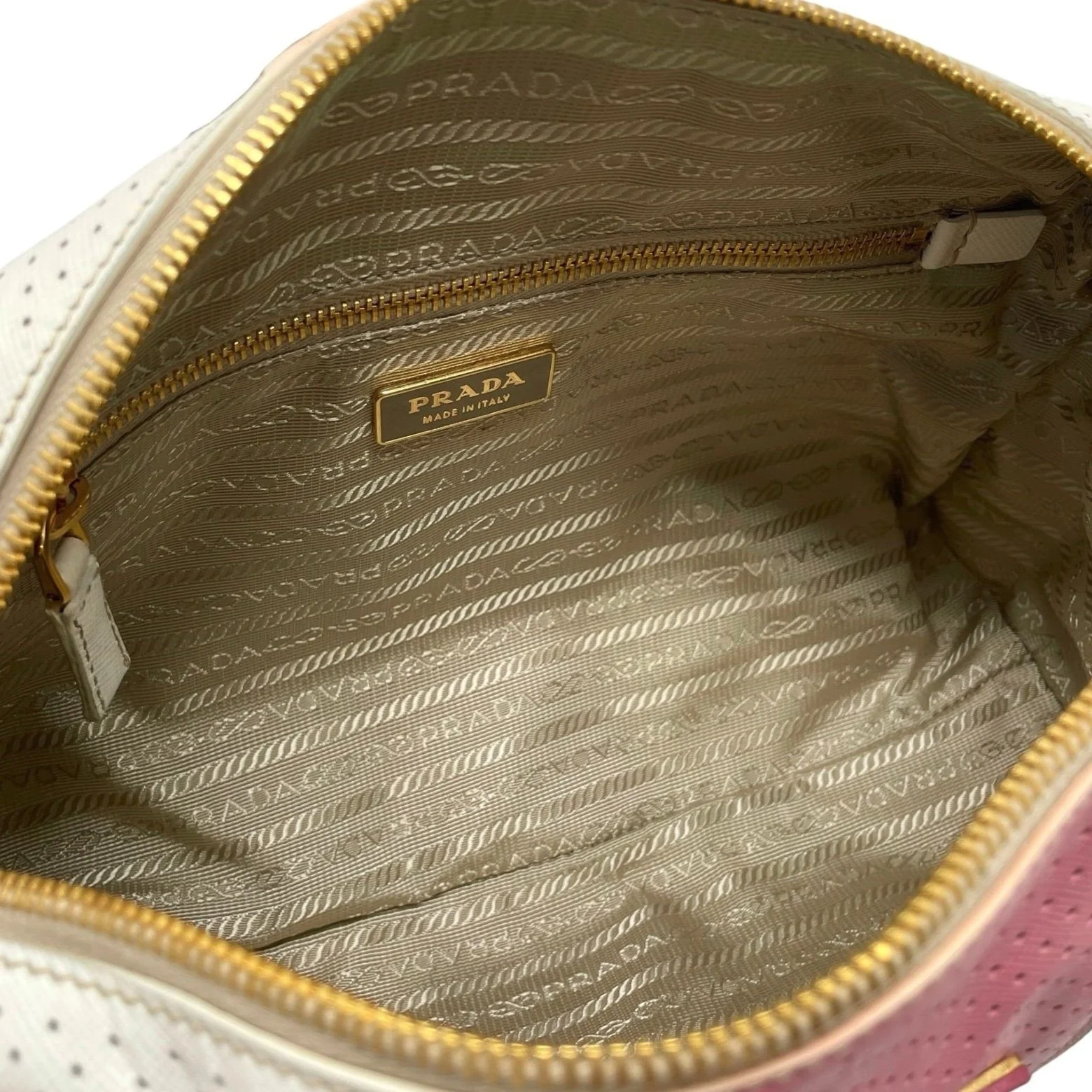 Prada Pink Perforated Barrel Shoulder Bag - Image 3