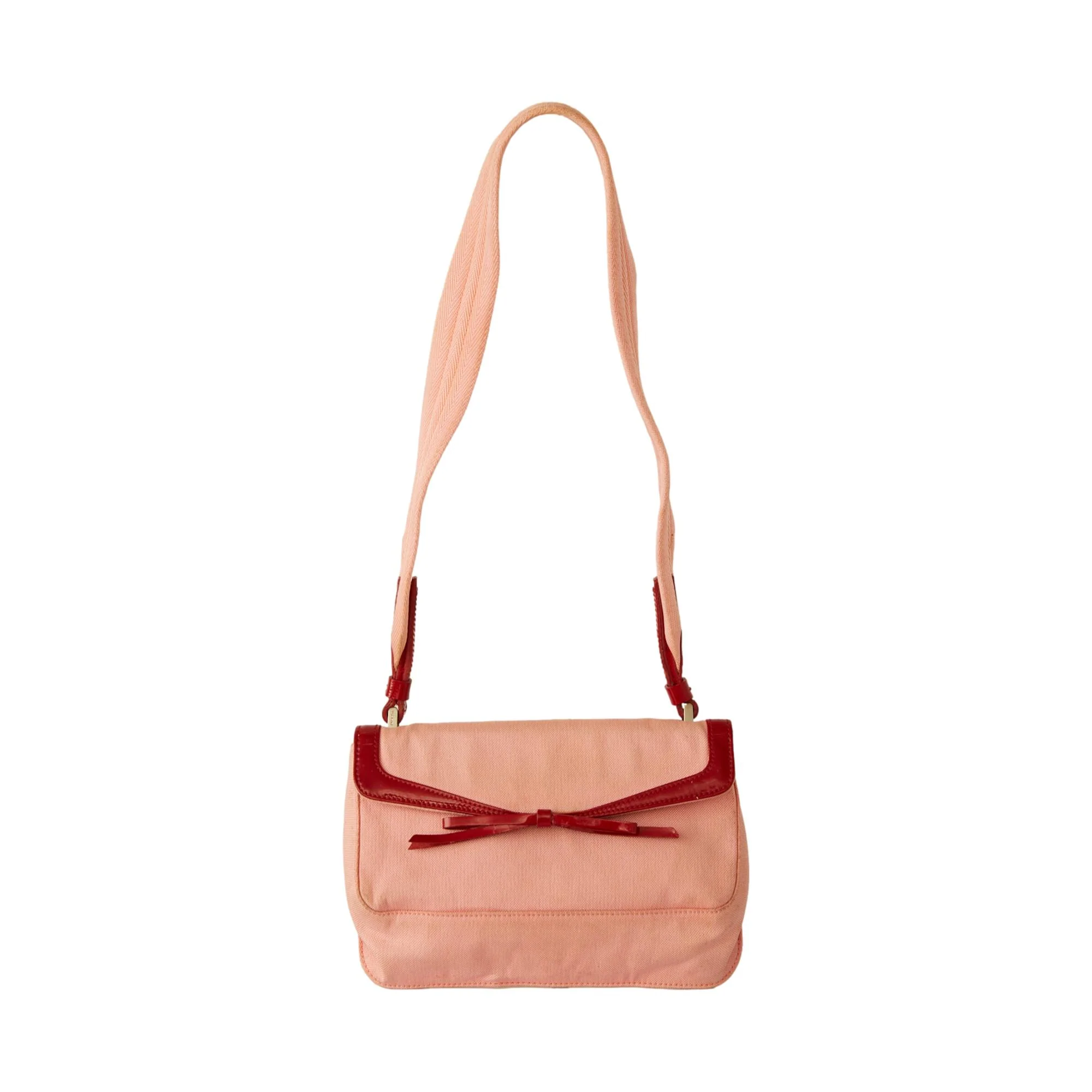 Prada Pink + Red Canvas Bow Mini Bag - Image 2