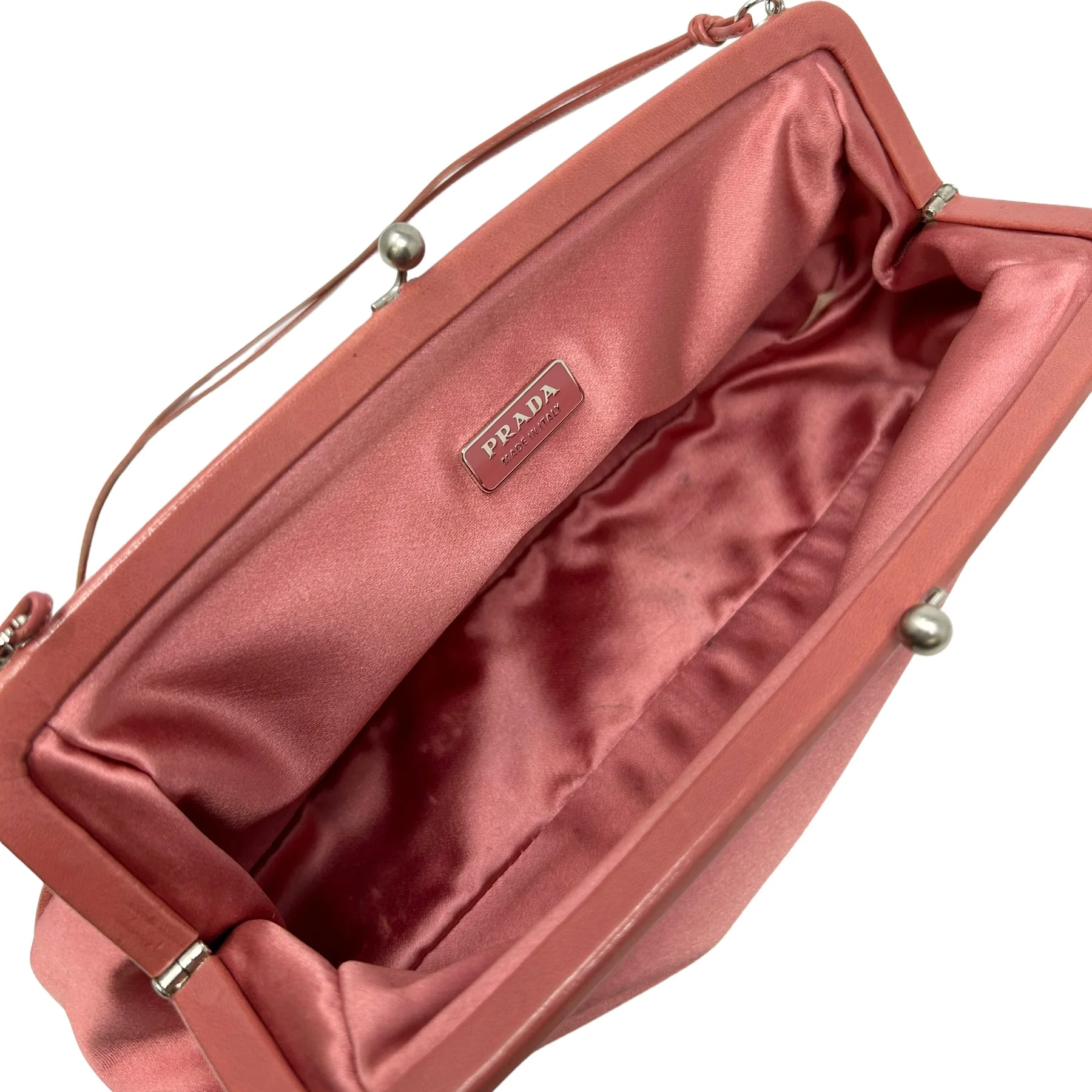 Prada Pink Satin Kisslock Bag - Image 3