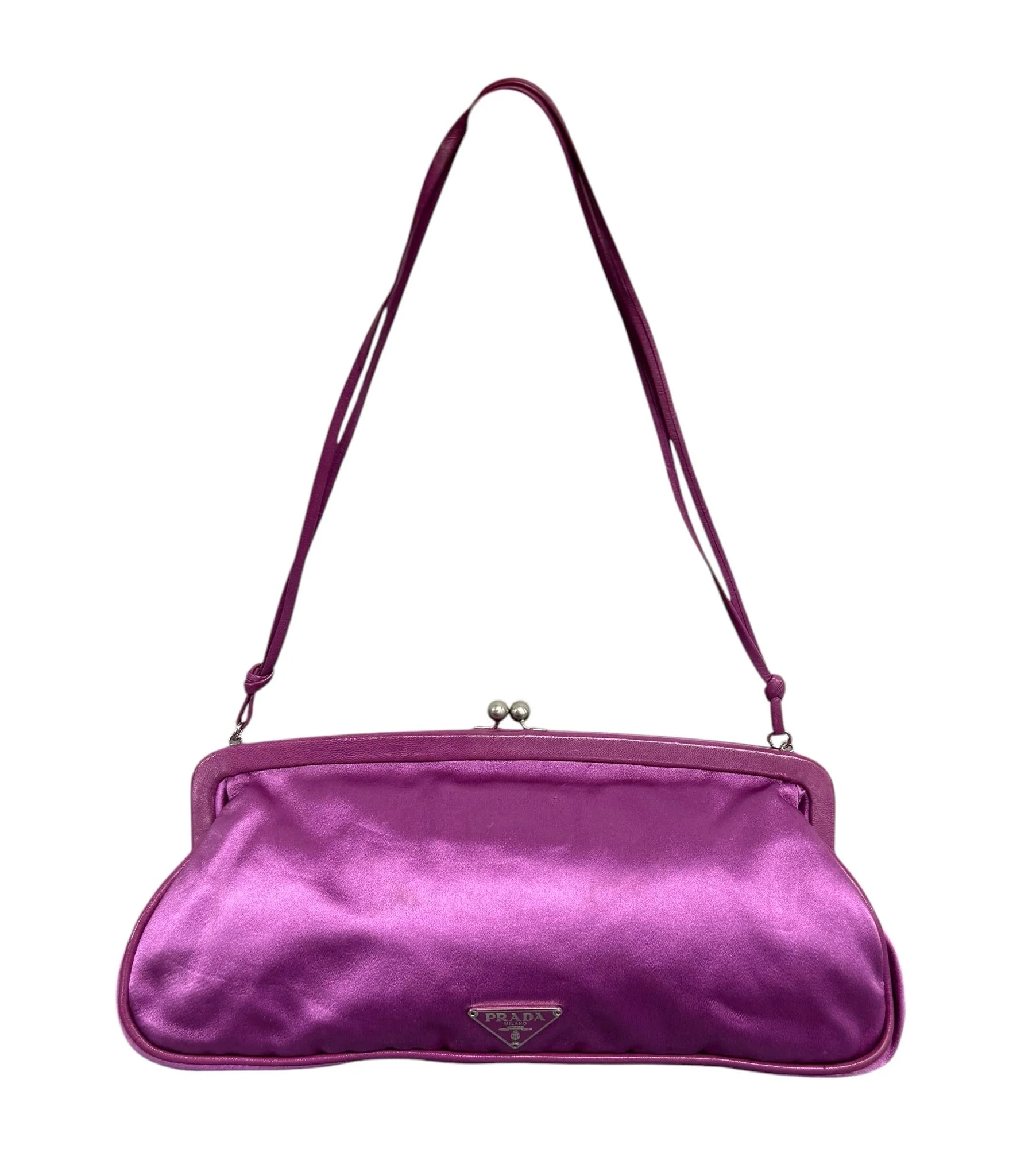 Prada Pink Satin Kisslock Shoulder Bag